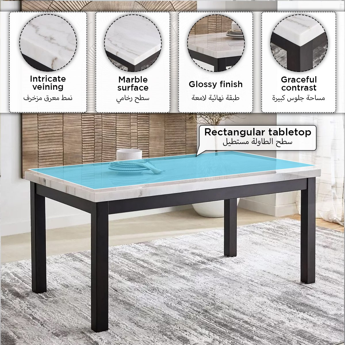 Orlando Genuine 6-Seater Marble Top Dining Table Set-hbxfurniture-diningtablesandsets-diningsets-sixseater-image-19