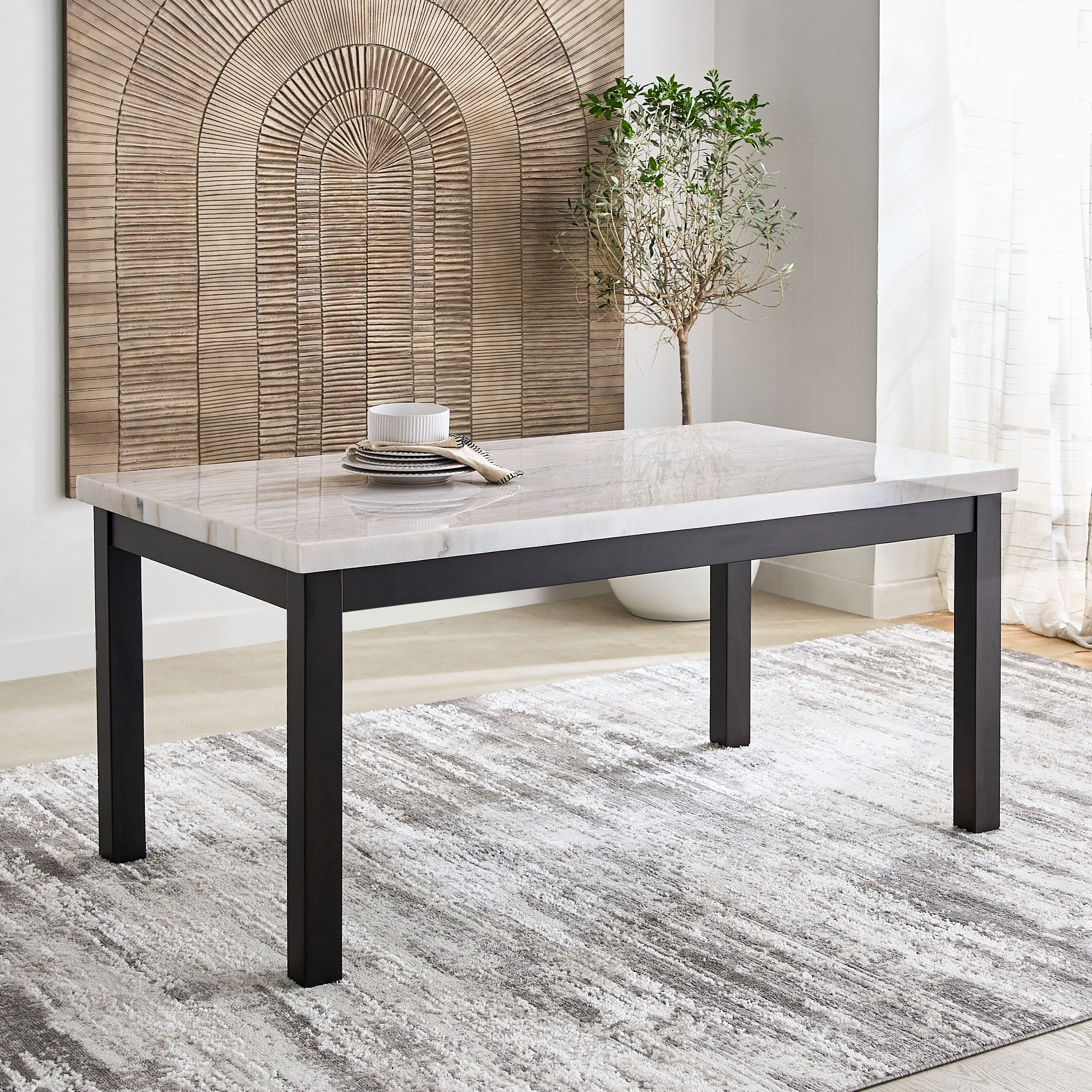 Orlando Genuine 6-Seater Marble Top Dining Table Set-hbxfurniture-diningtablesandsets-diningsets-sixseater-image-2