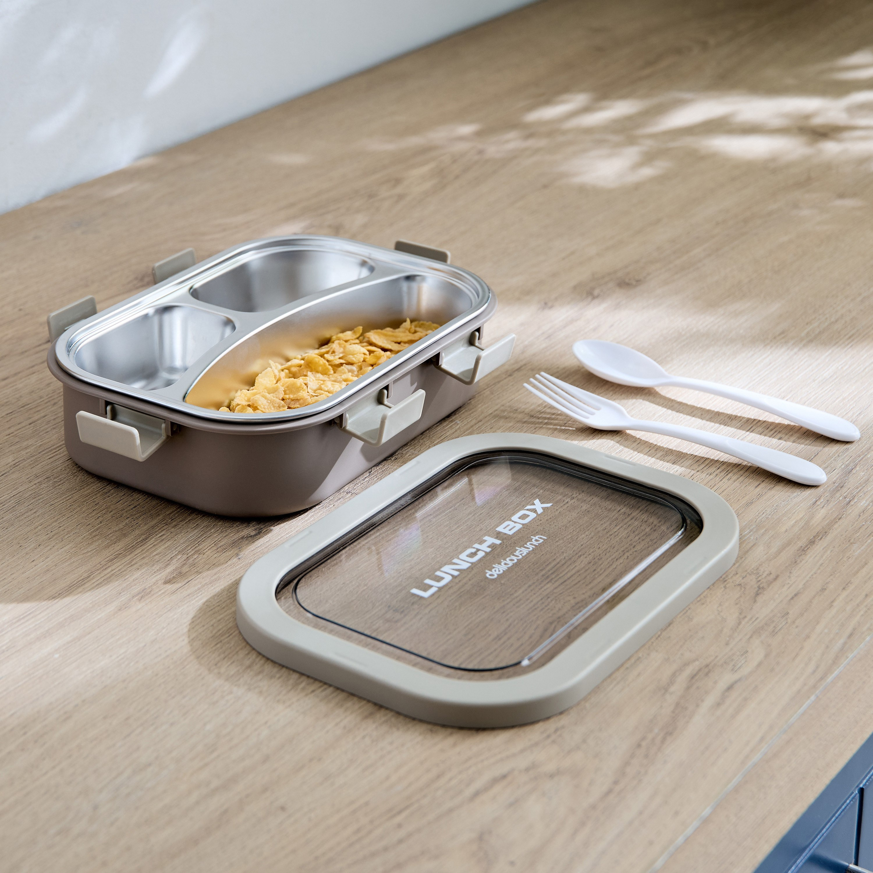 Ezra 3-Grid Stainless Steel Lunch Box with Spoon and Fork - 850 ml-hbxhomeware-hbxkidsandyouth-image-1