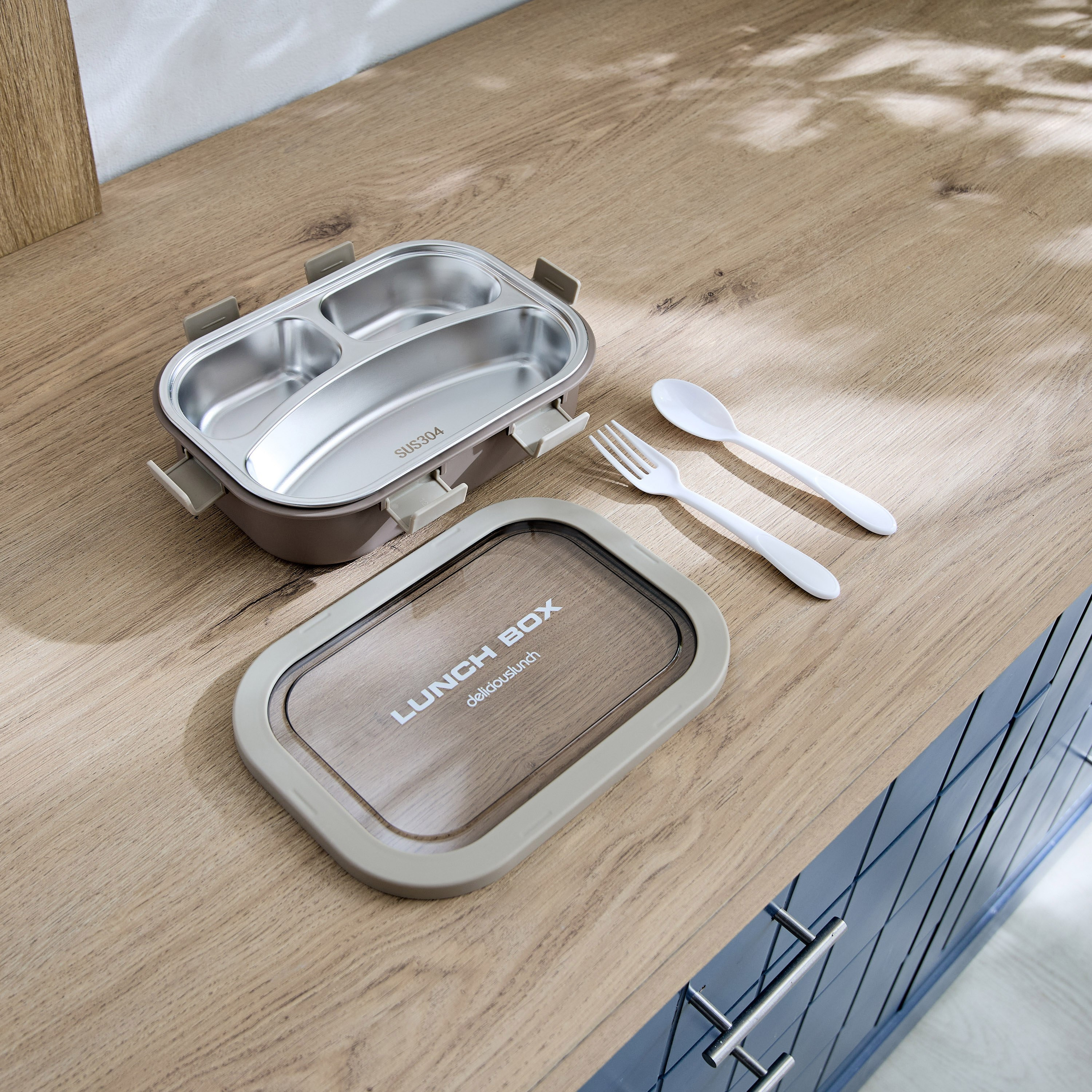 Ezra 3-Grid Stainless Steel Lunch Box with Spoon and Fork - 850 ml-hbxhomeware-hbxkidsandyouth-image-2