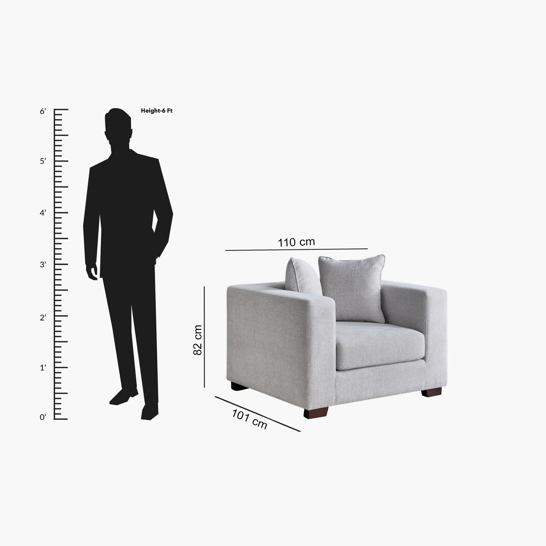 Aspen Fabric Armchair Sofa with 2 Cushions-hbxlivingroom-sofasandarmchairs-sofas-image-9