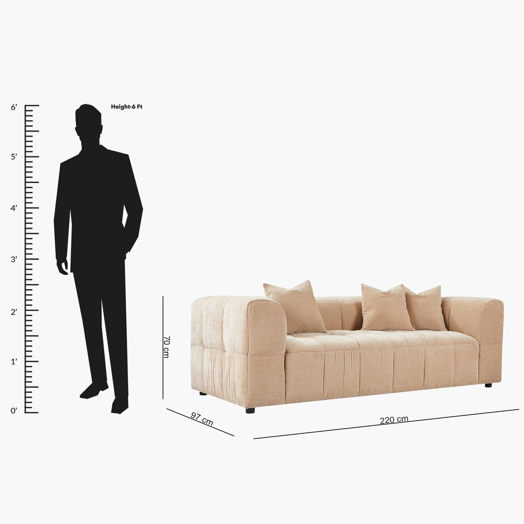 Blob 3-Seater Fabric Sofa with 3 Cushions-hbxlivingroom-sofasandarmchairs-sofas-image-11