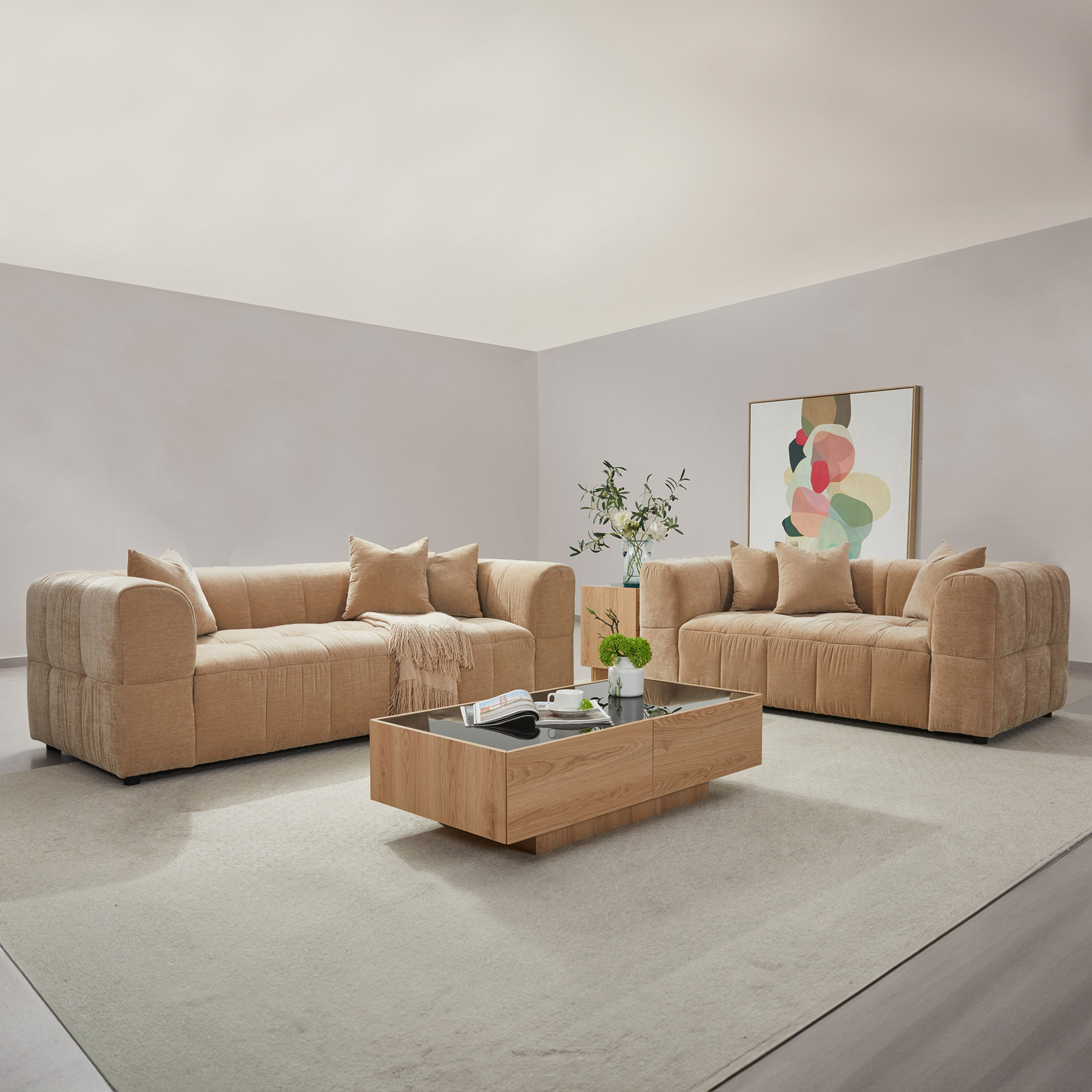 Blob 3-Seater Fabric Sofa with 3 Cushions-hbxlivingroom-sofasandarmchairs-sofas-image-8