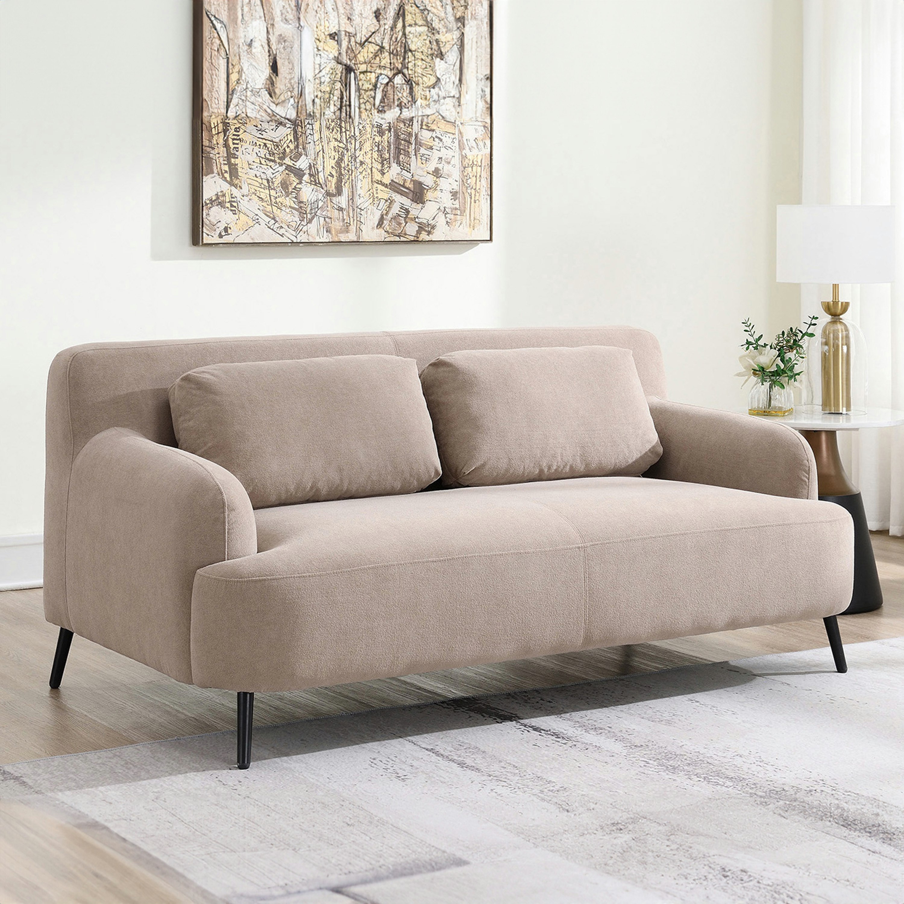 كنبة قماش مقعدين مع 2 وسادة من كارميل-hbxlivingroom-sofasandarmchairs-sofas-image-1