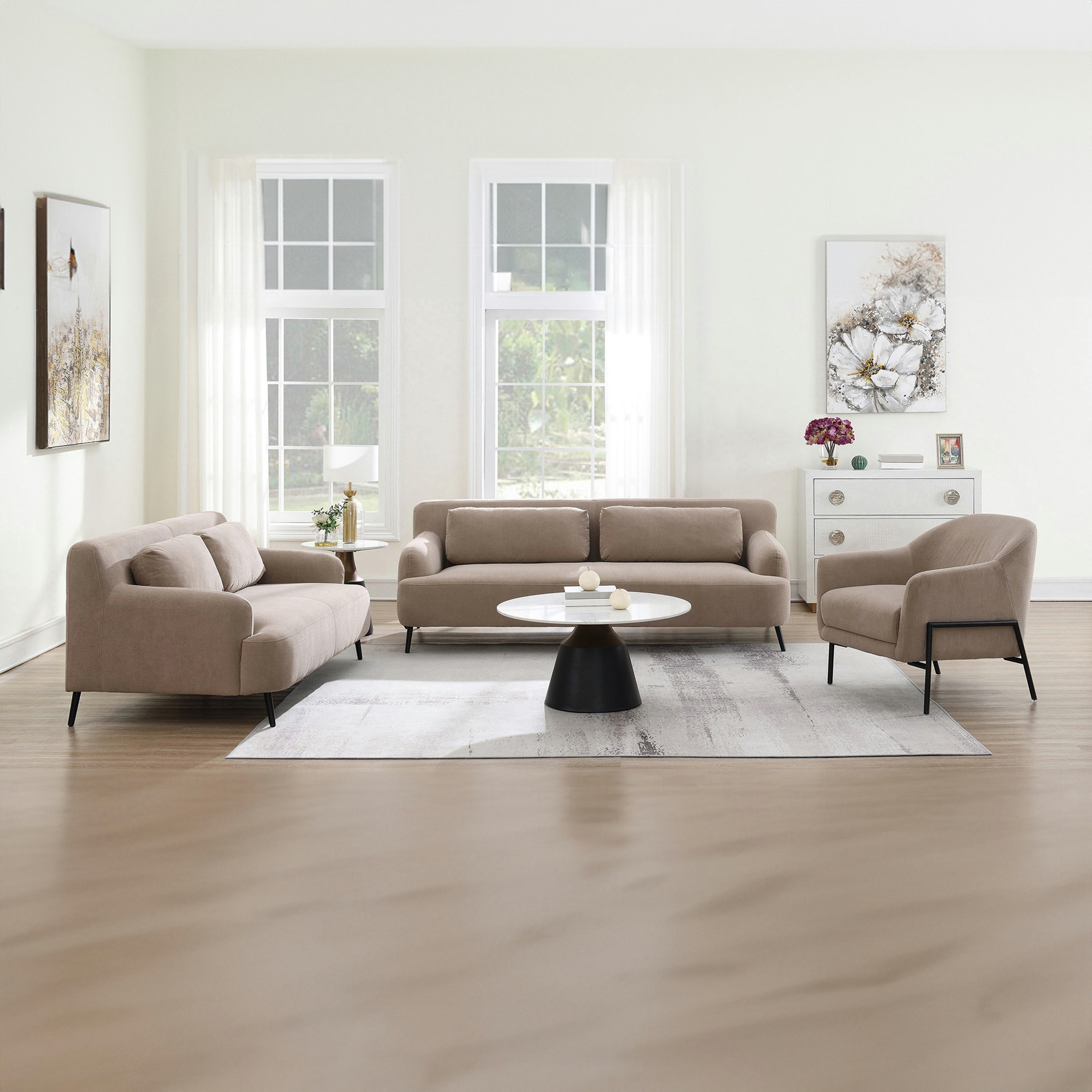 كنبة قماش مقعدين مع 2 وسادة من كارميل-hbxlivingroom-sofasandarmchairs-sofas-image-4