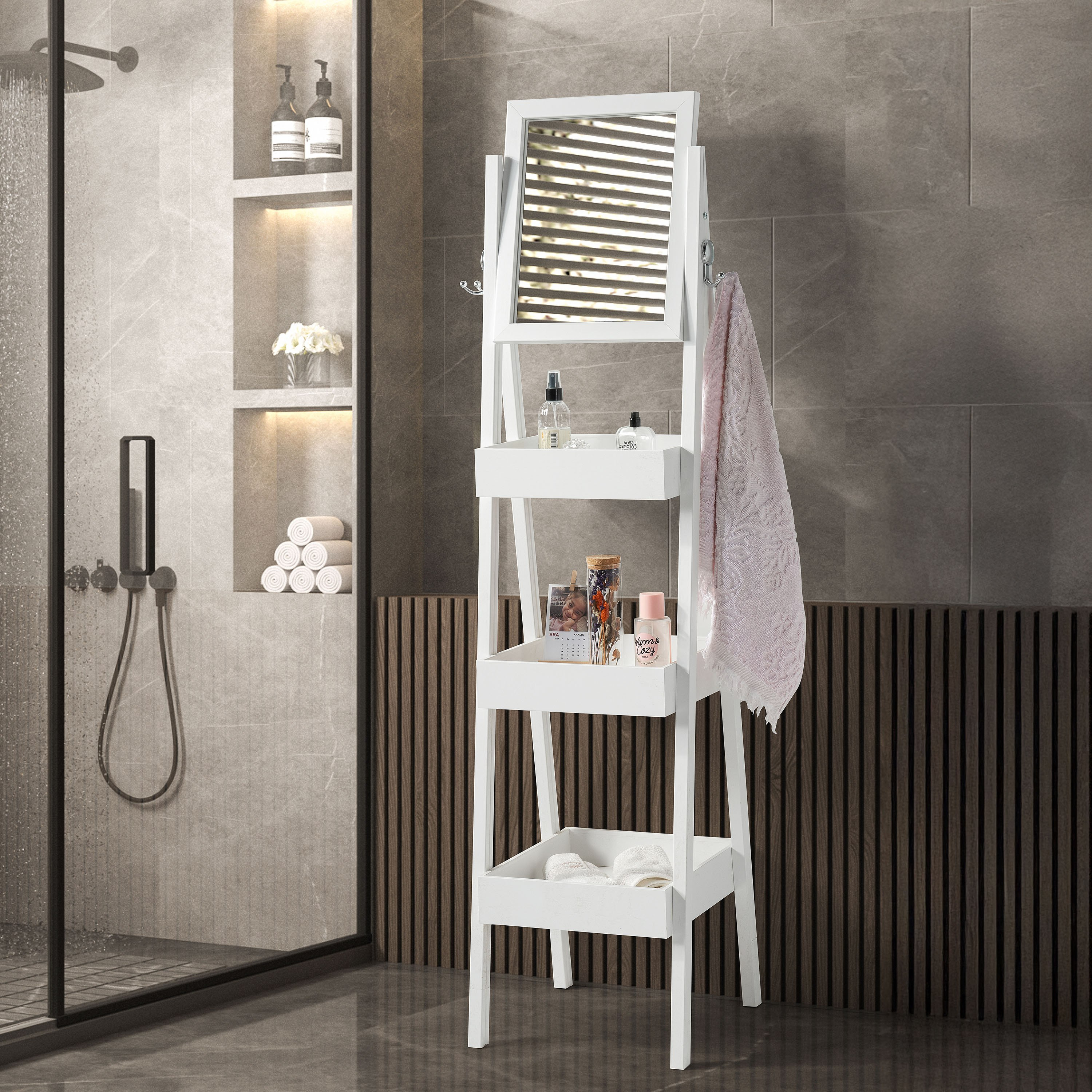 وحدة رفوف مع مرآة من تشارلي-hbxkidsandyouth-bathandlaundry-bathroomaccessories-image-1