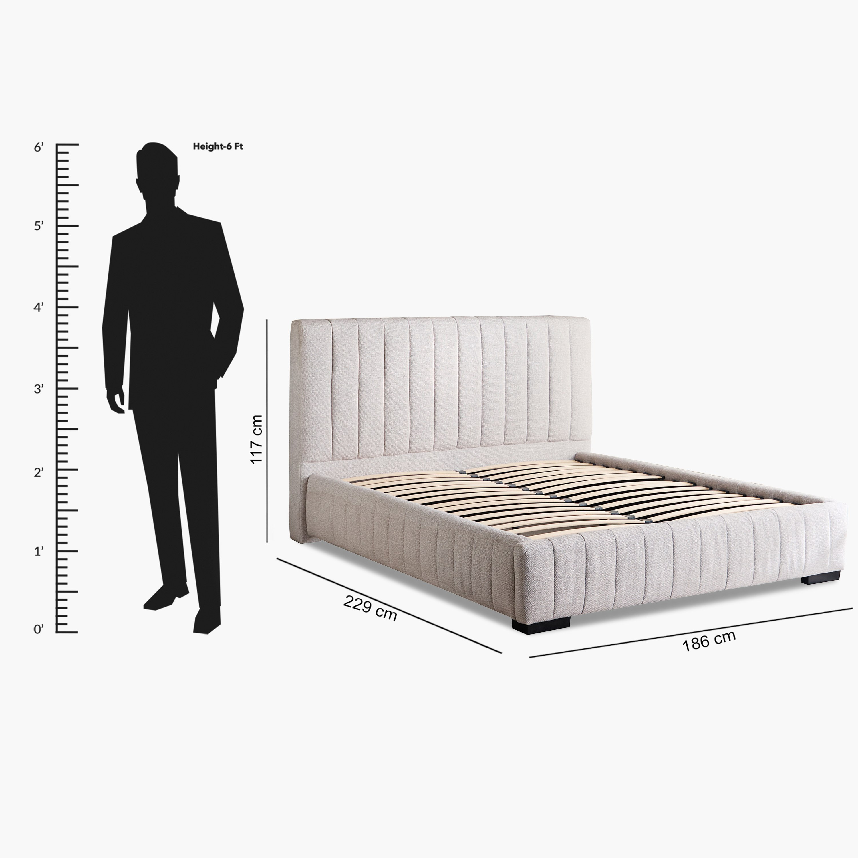Luxembourg Urbania Queen Upholstered Bed - 160x200 cm-hbxbedroom-bedsandbedsets-beds-queen-image-11