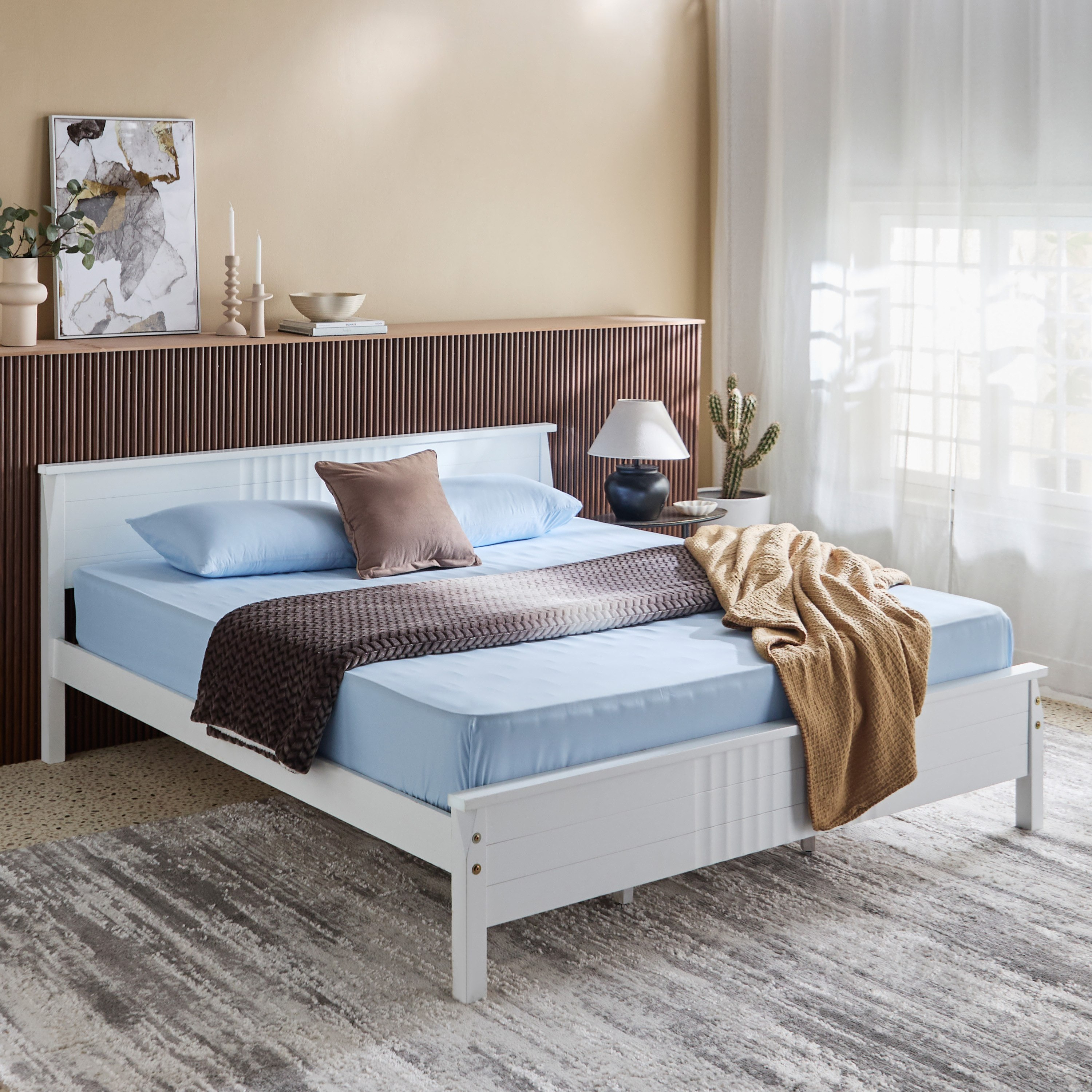 شرشف مطاطي مزدوج سادة من الألياف الدقيقة من ديربي - 140x200+25 سم-hbxhomeware-bedding-fittedsheets-image-7
