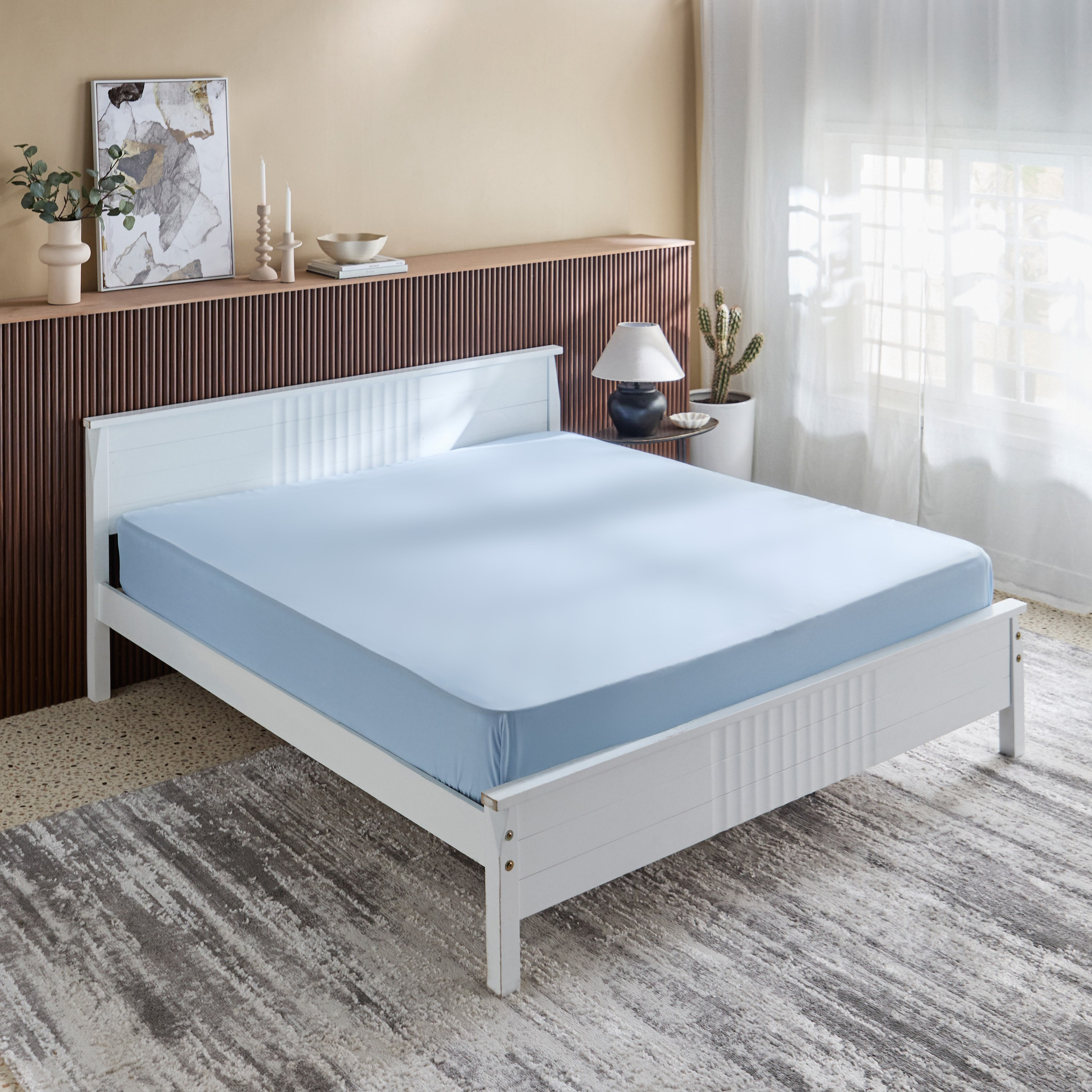 Derby Solid Microfiber King Fitted Sheet - 180x200+25 cm-hbxhomeware-bedding-fittedsheets-image-1