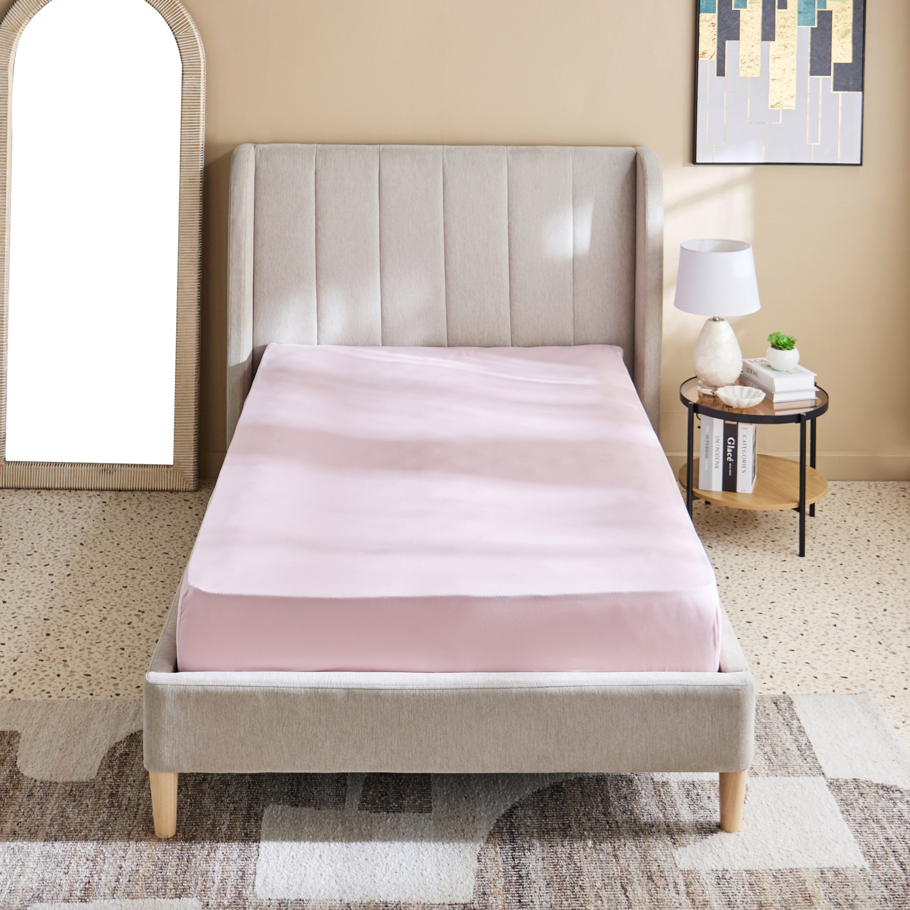 شرشف مطاطي توين سادة من الألياف الدقيقة من ديربي - 120x200+25 سم-hbxhomeware-bedding-fittedsheets-image-2