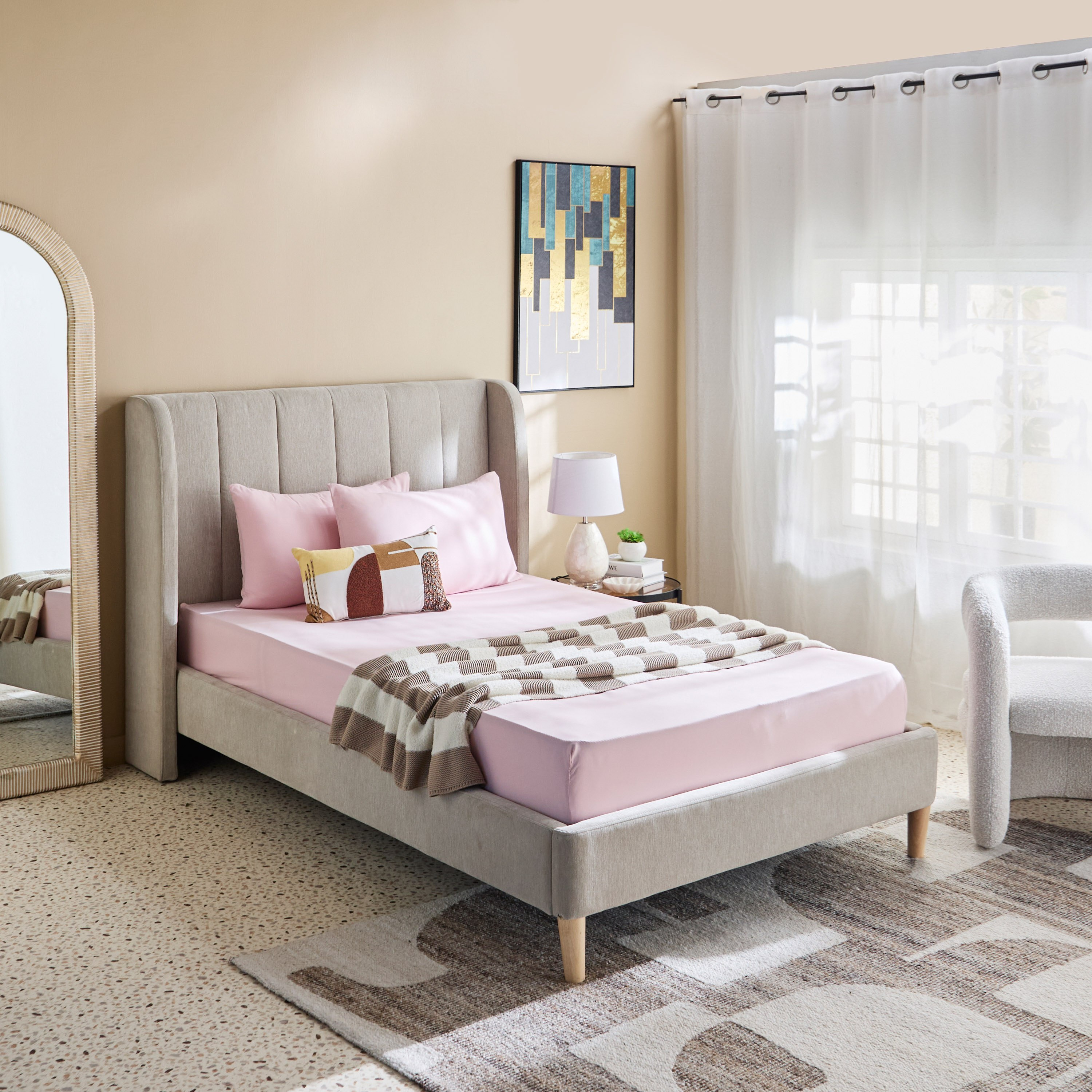 شرشف مطاطي توين سادة من الألياف الدقيقة من ديربي - 120x200+25 سم-hbxhomeware-bedding-fittedsheets-image-6