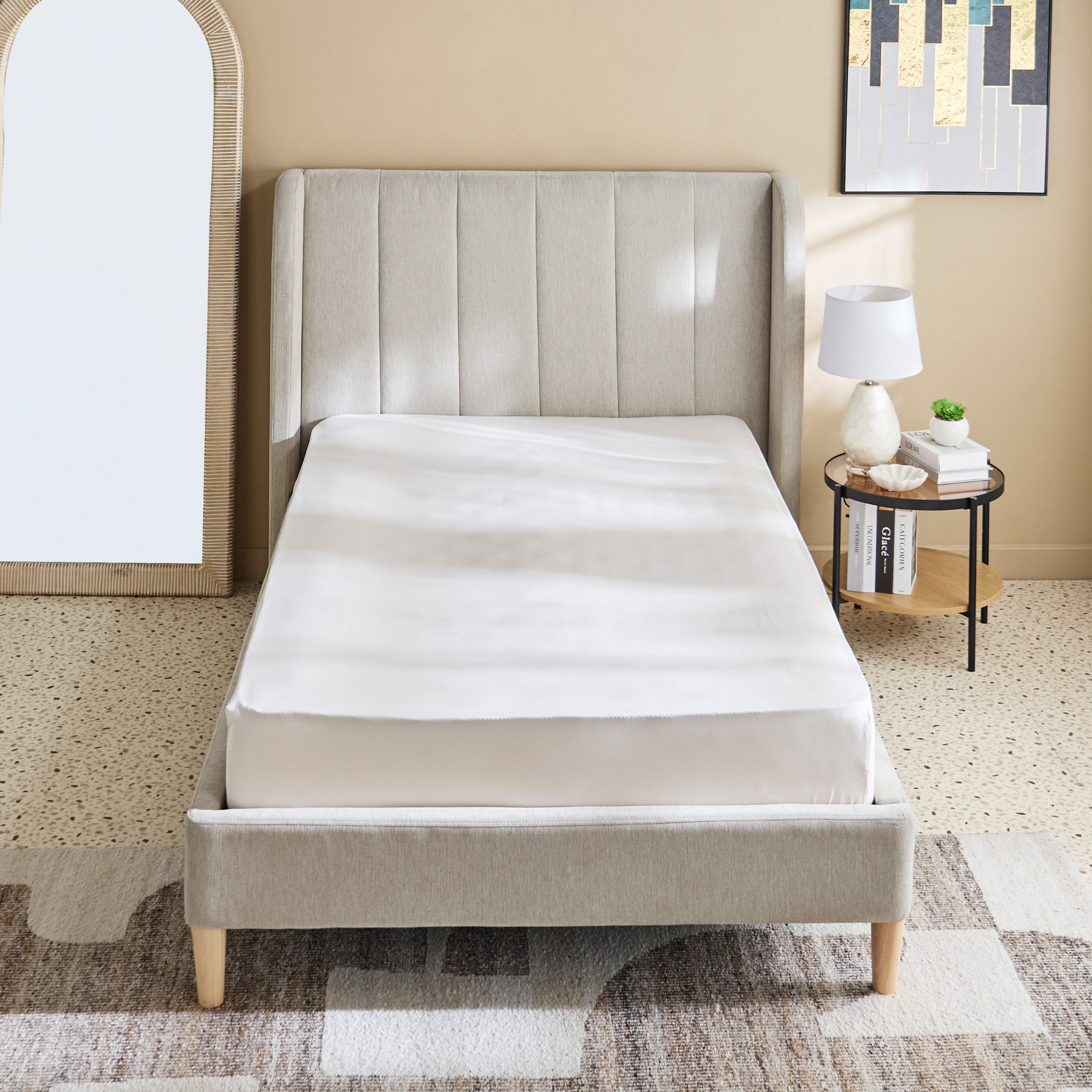 شرشف مطاطي توين سادة من الألياف الدقيقة من ديربي - 120x200+25 سم-hbxhomeware-bedding-fittedsheets-image-2