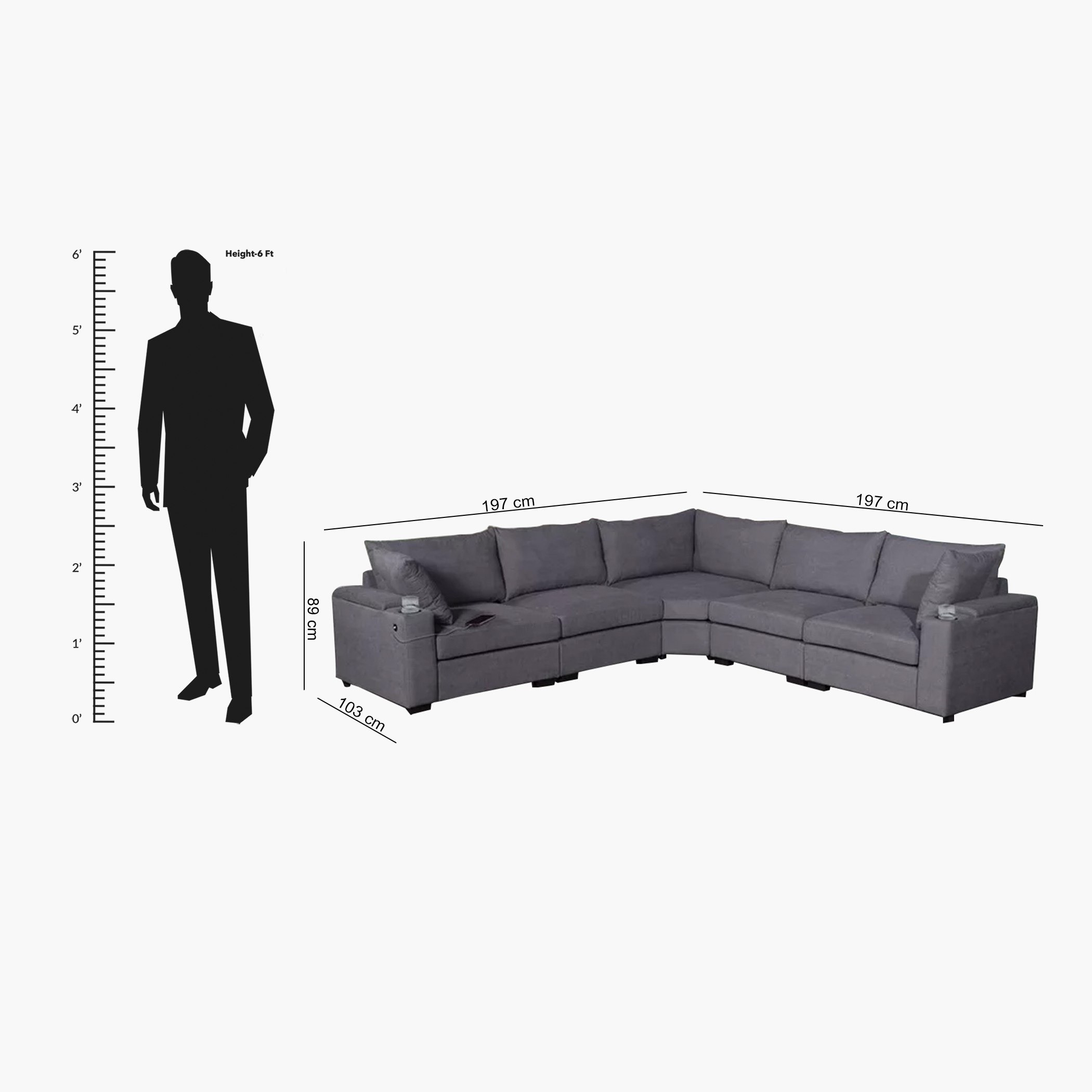 Movo Hillary 4-Seater Sectional Corner 2-Cupholder FabricÂ Sofa with Cushions and USB Port-hbxlivingroom-sofasandarmchairs-sofas-image-11
