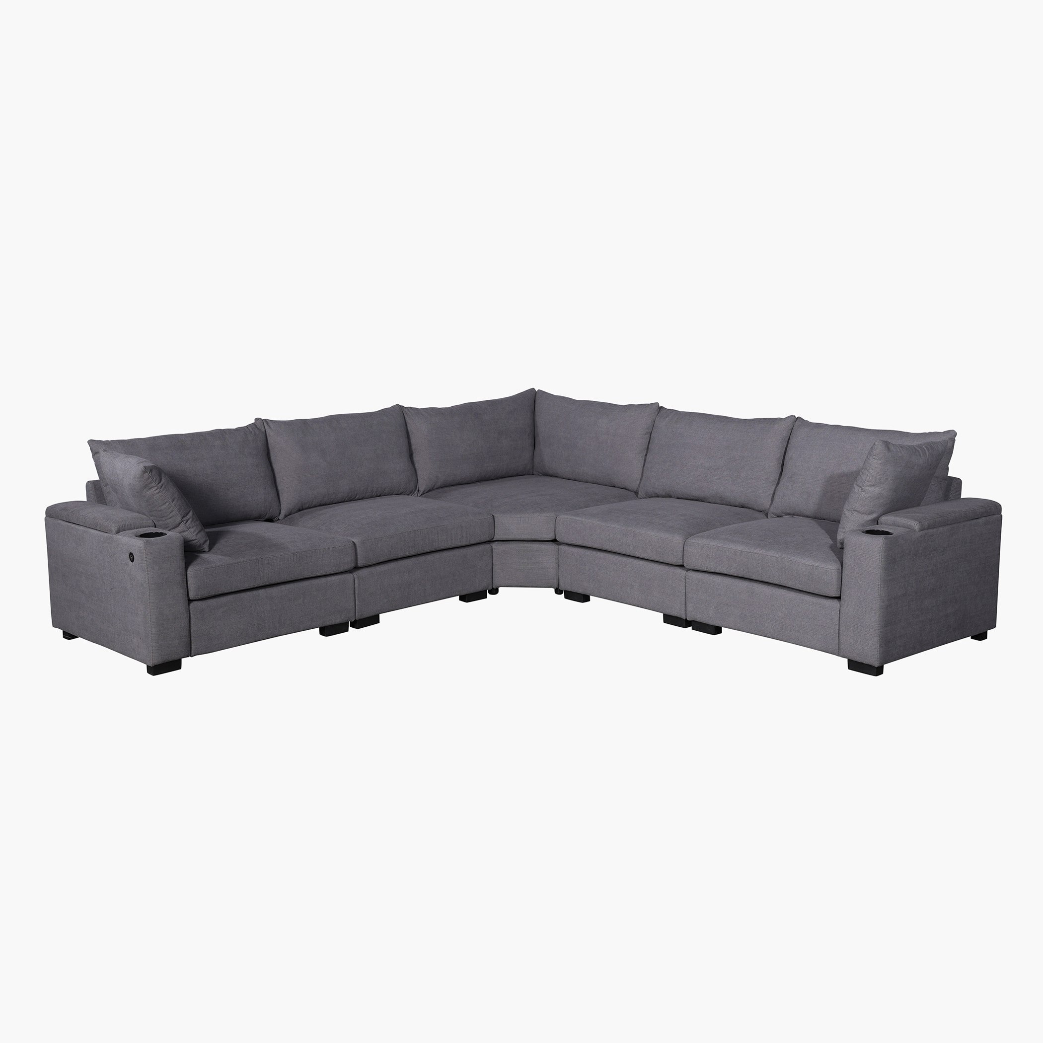 Movo Hillary 4-Seater Sectional Corner 2-Cupholder FabricÂ Sofa with Cushions and USB Port-hbxlivingroom-sofasandarmchairs-sofas-image-2