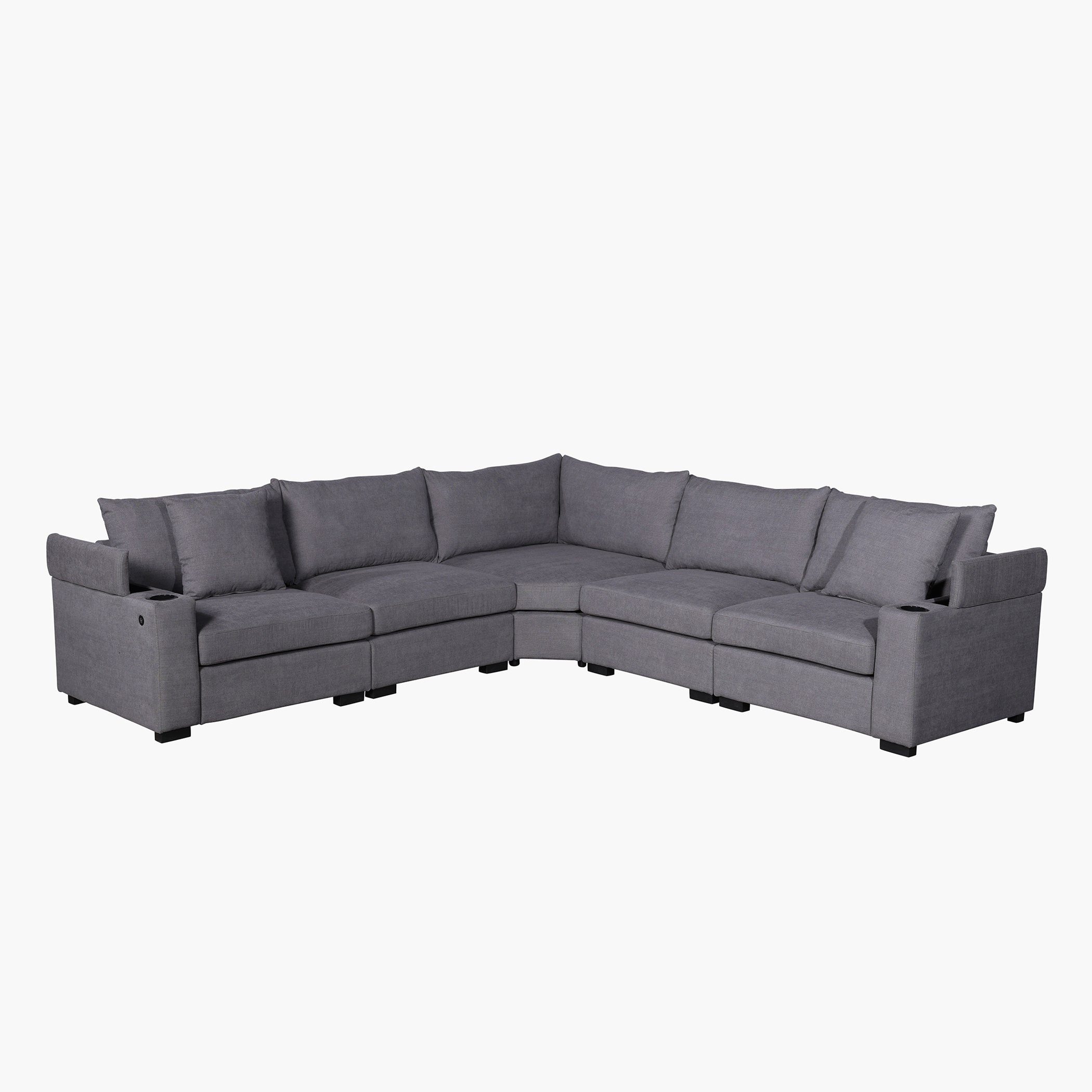Movo Hillary 4-Seater Sectional Corner 2-Cupholder FabricÂ Sofa with Cushions and USB Port-hbxlivingroom-sofasandarmchairs-sofas-image-3