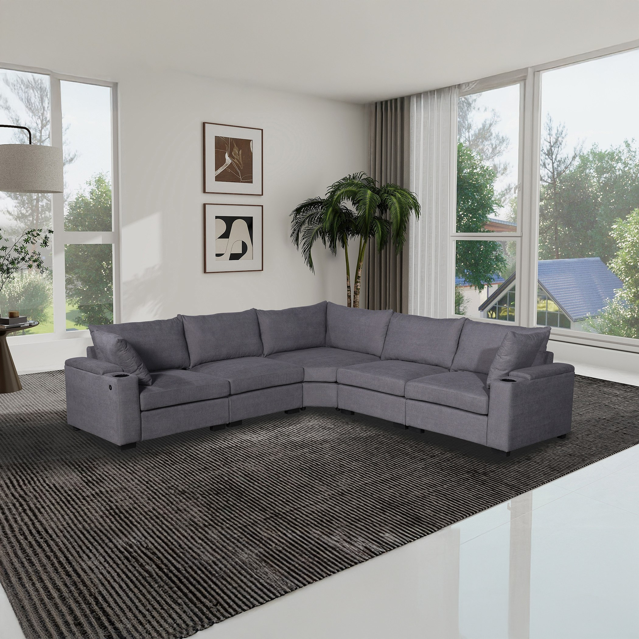 Movo Hillary 4-Seater Sectional Corner 2-Cupholder FabricÂ Sofa with Cushions and USB Port-hbxlivingroom-sofasandarmchairs-sofas-image-9