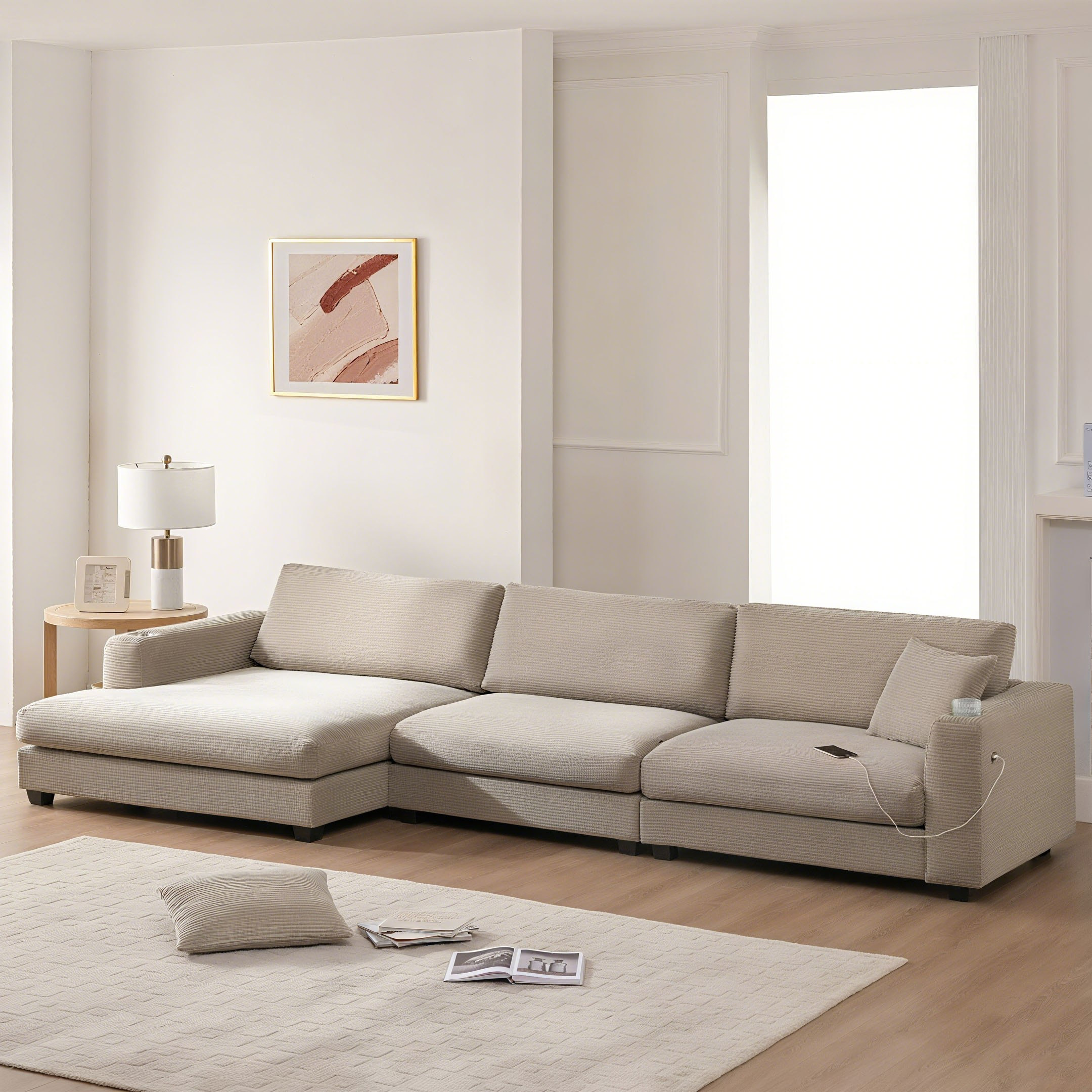 كنبة ركنية يسار 5 مقاعد قماش بـ2 حامل أكواب ومنفذ يو إس بي مع وسائد من موڤو كينسي-hbxlivingroom-sofasandarmchairs-sofas-image-2