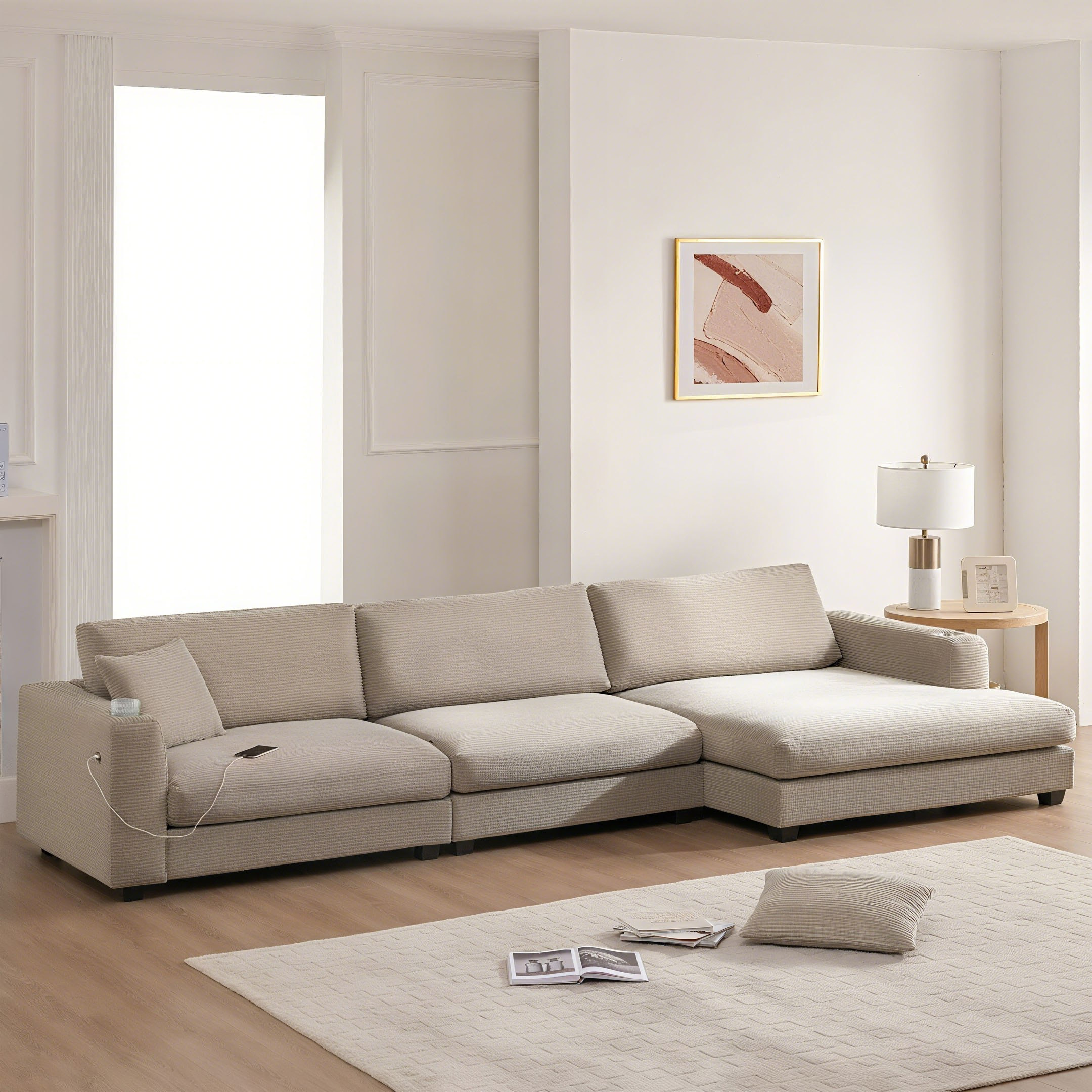 كنبة ركنية يمين 5 مقاعد قماش بـ2 حامل أكواب ومنفذ يو إس بي مع وسائد من موڤو كينسي-hbxlivingroom-sofasandarmchairs-sofas-image-3