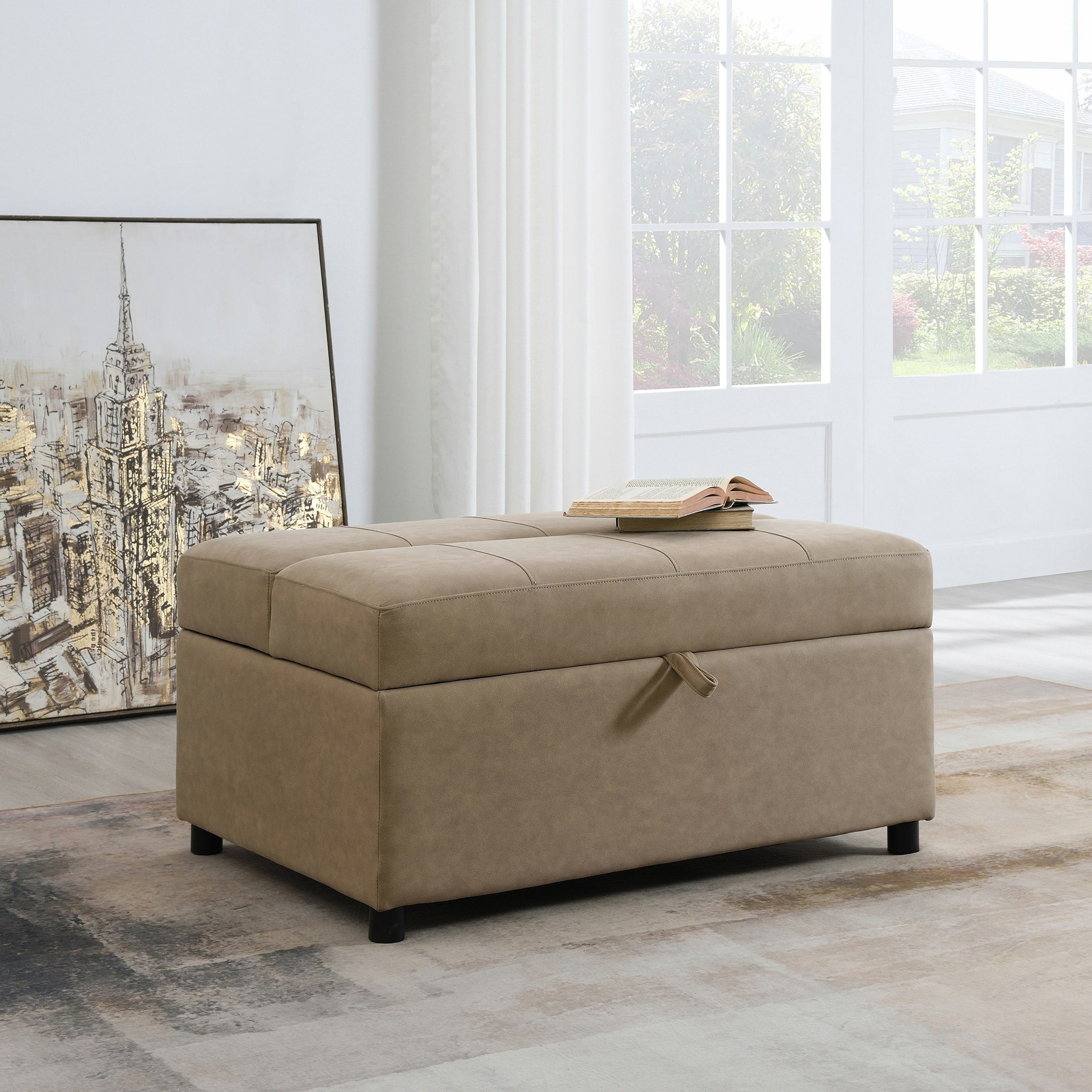 Arden 2-Seater Fabric Sofa Bed Cum Ottoman with Storage-hbxfurniture-sofasandarmchairs-sofabeds-image-1