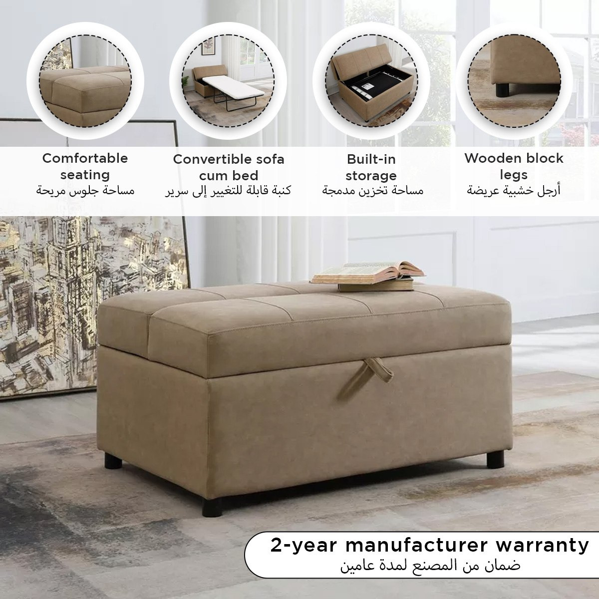 Arden 2-Seater Fabric Sofa Bed Cum Ottoman with Storage-hbxfurniture-sofasandarmchairs-sofabeds-image-9