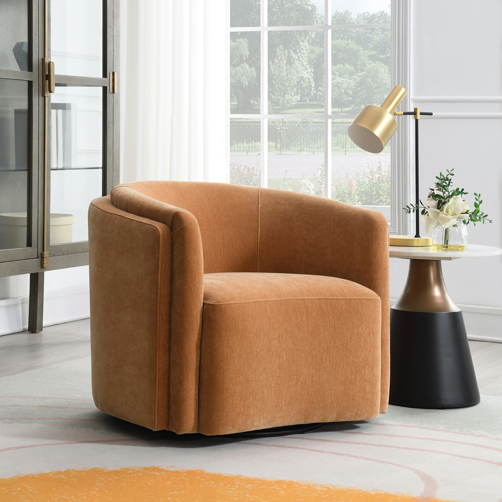 Lario Fabric Accent Chair with Swivel-hbxlivingroom-sofasandarmchairs-easychairs-image-1