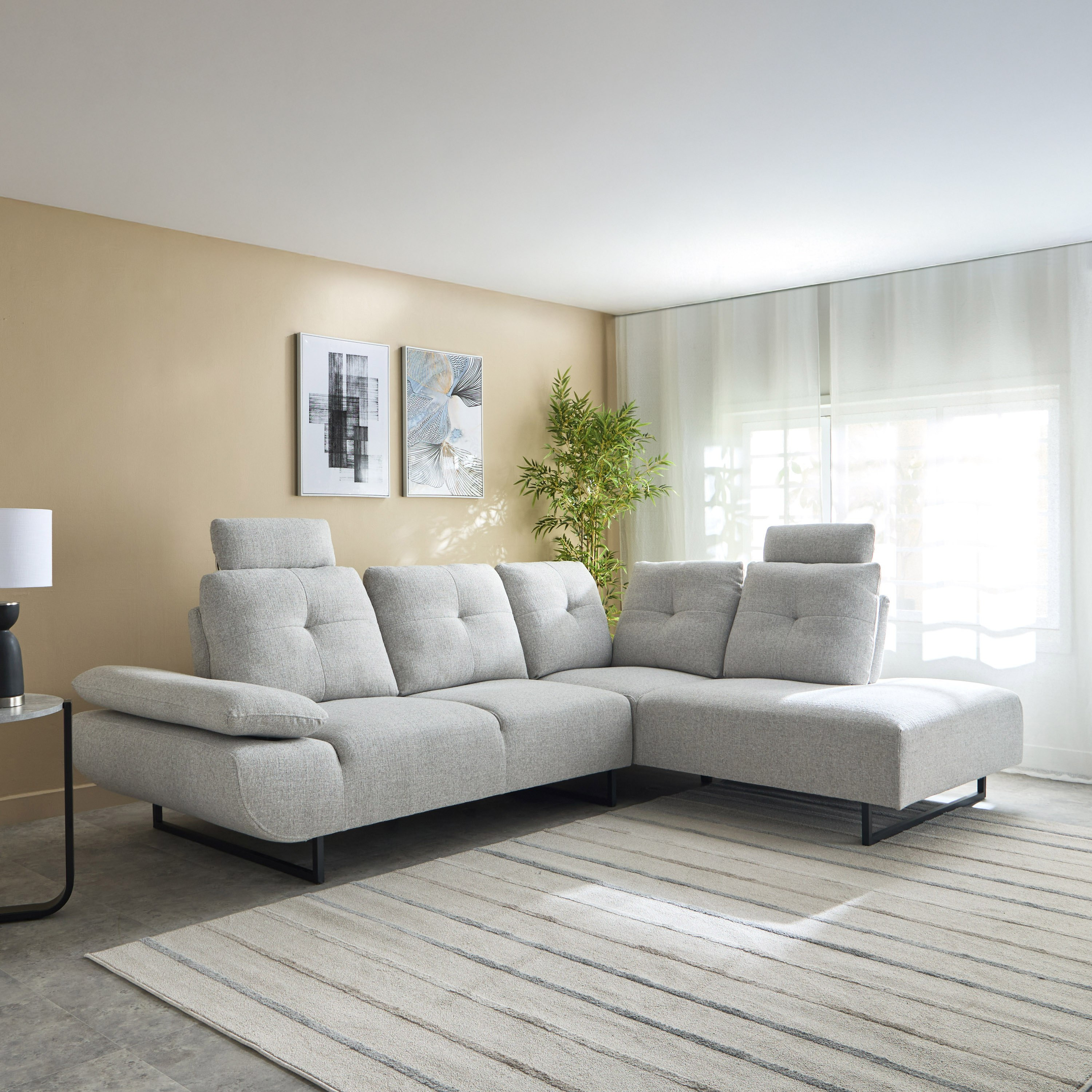 كنبة ركنية يمين 4 مقاعد قماش بظهر قابل للتعديل من بريميير-hbxlivingroom-sofasandarmchairs-sofas-image-1