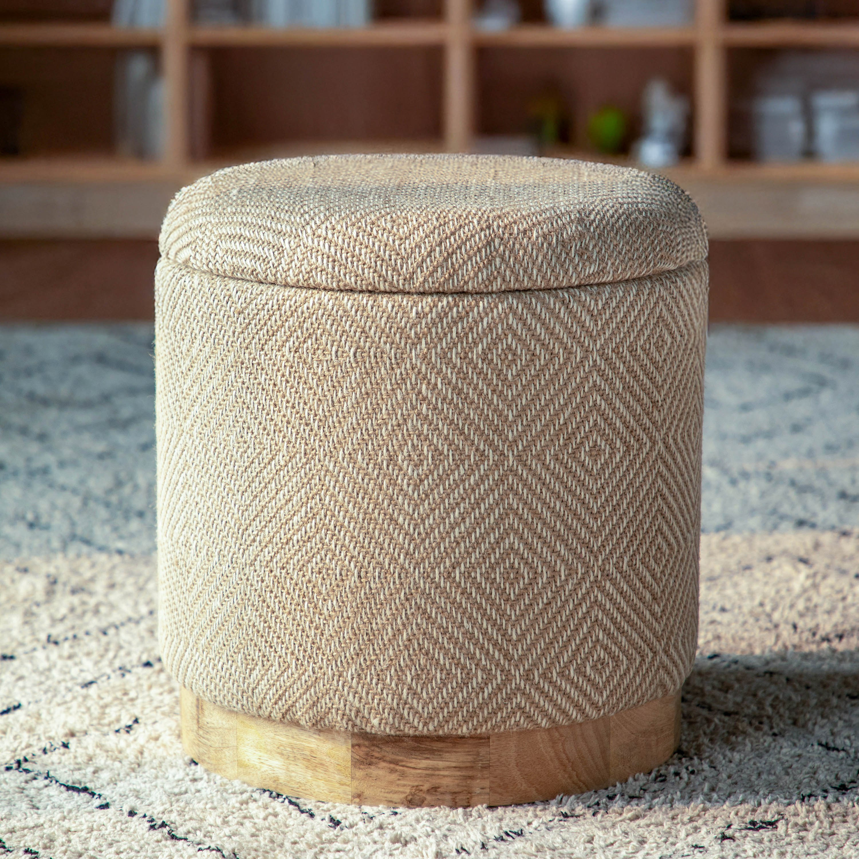 Bronx Fabric Ottoman with Storage Tray-hbxlivingroom-sofasandarmchairs-ottomansandfootstools-image-1