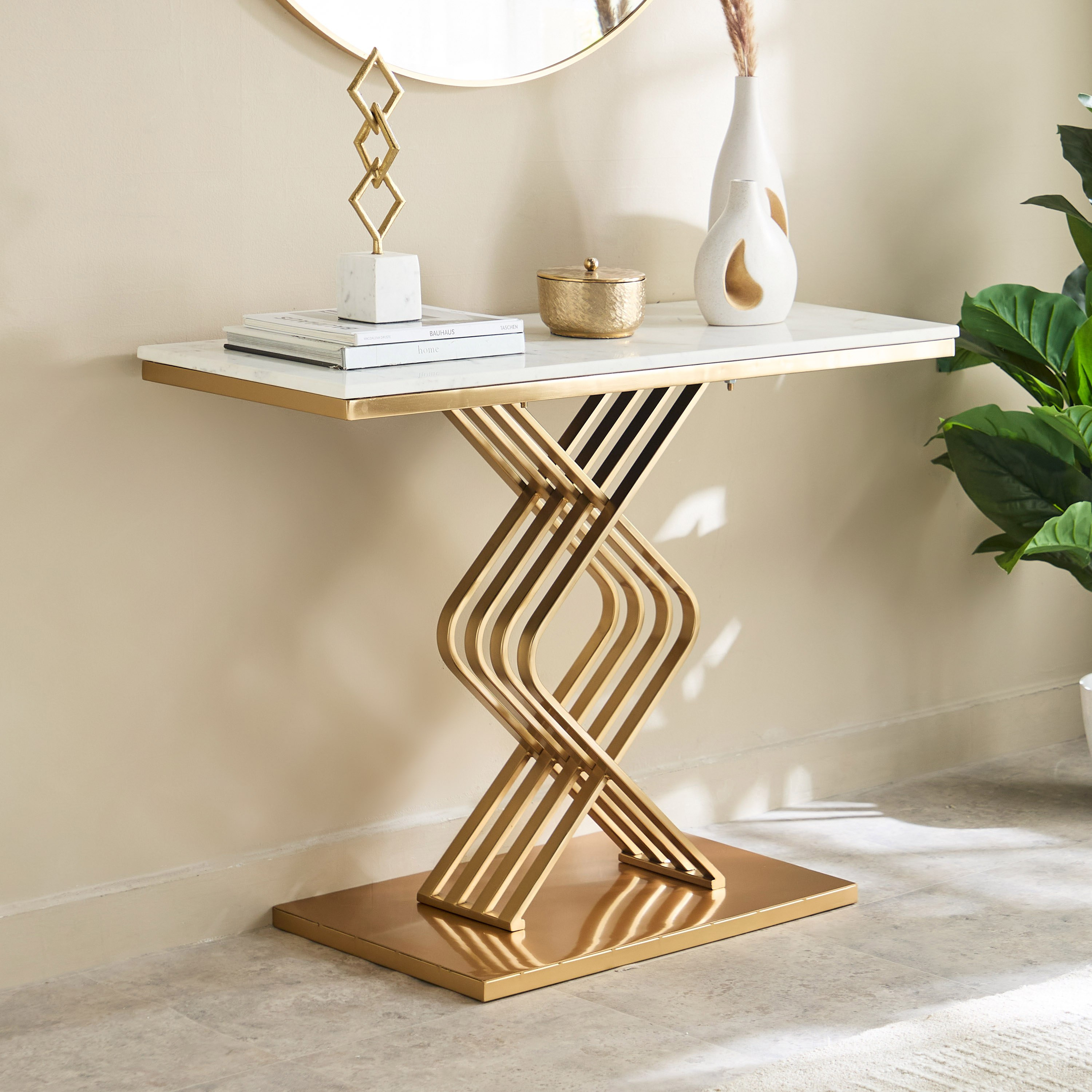 طاولة كونسول بسطح من الرخام الأصلي - صوفيا من كافون-hbxfurniture-tablesandstands-consoletables-image-1