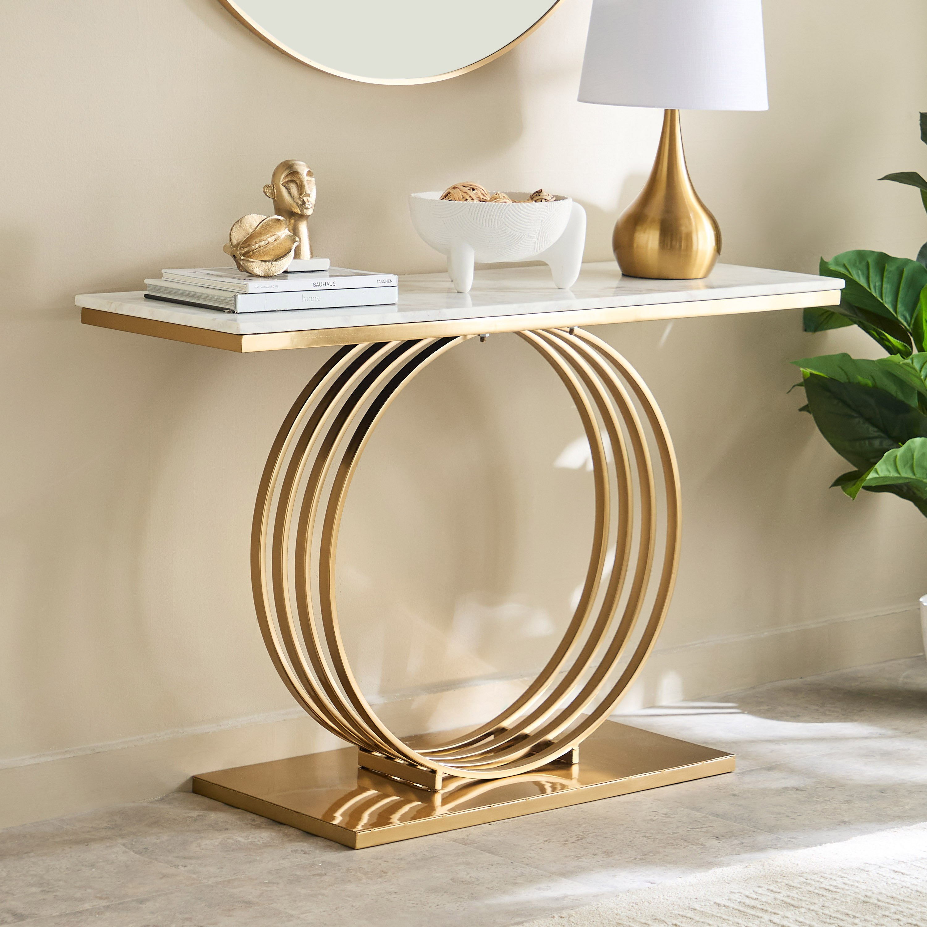 Cavon Ringa Genuine Marble Top Console Table-hbxfurniture-tablesandstands-consoletables-image-1