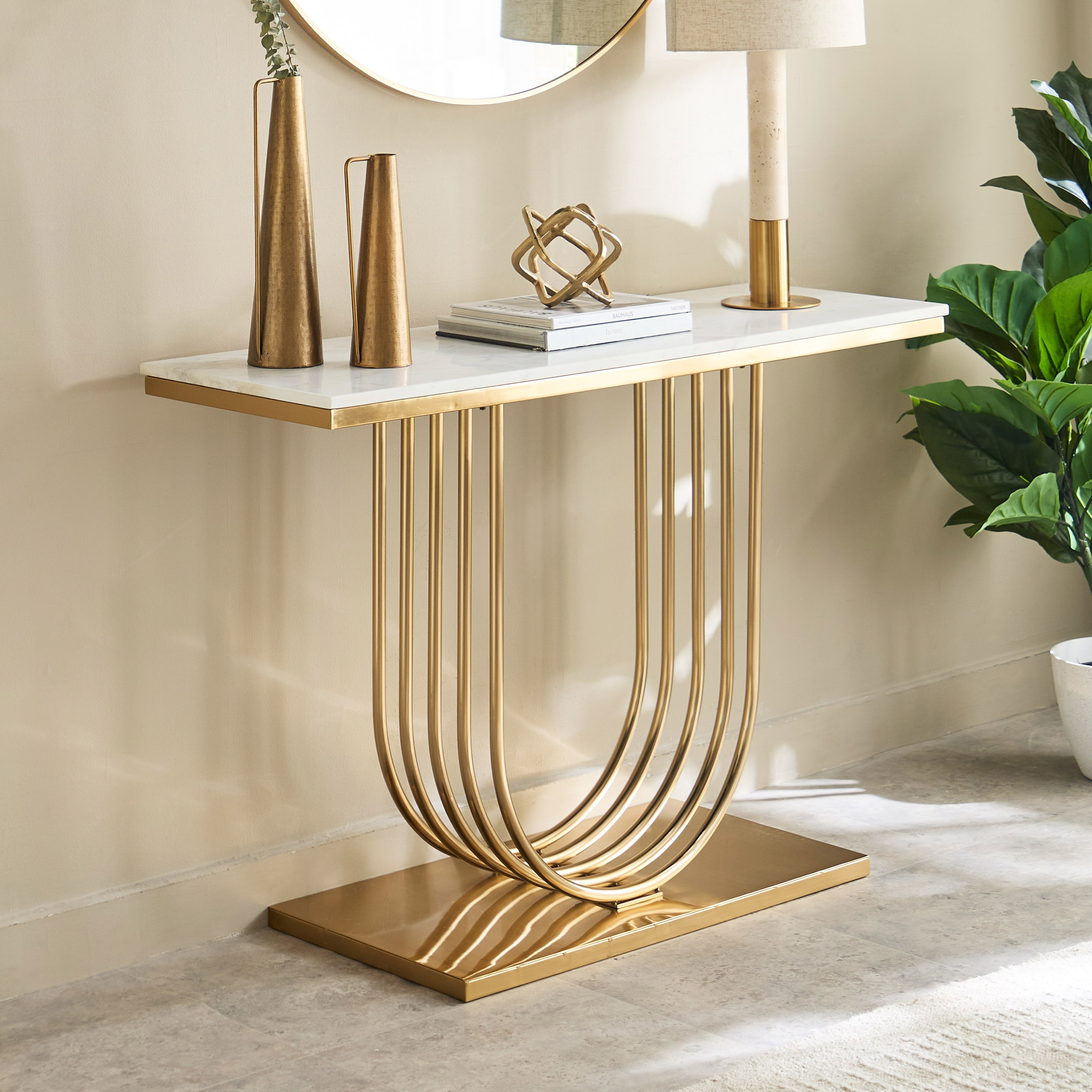 طاولة كونسول بسطح من الرخام الأصلي - بالما من كافون-hbxfurniture-tablesandstands-consoletables-image-1