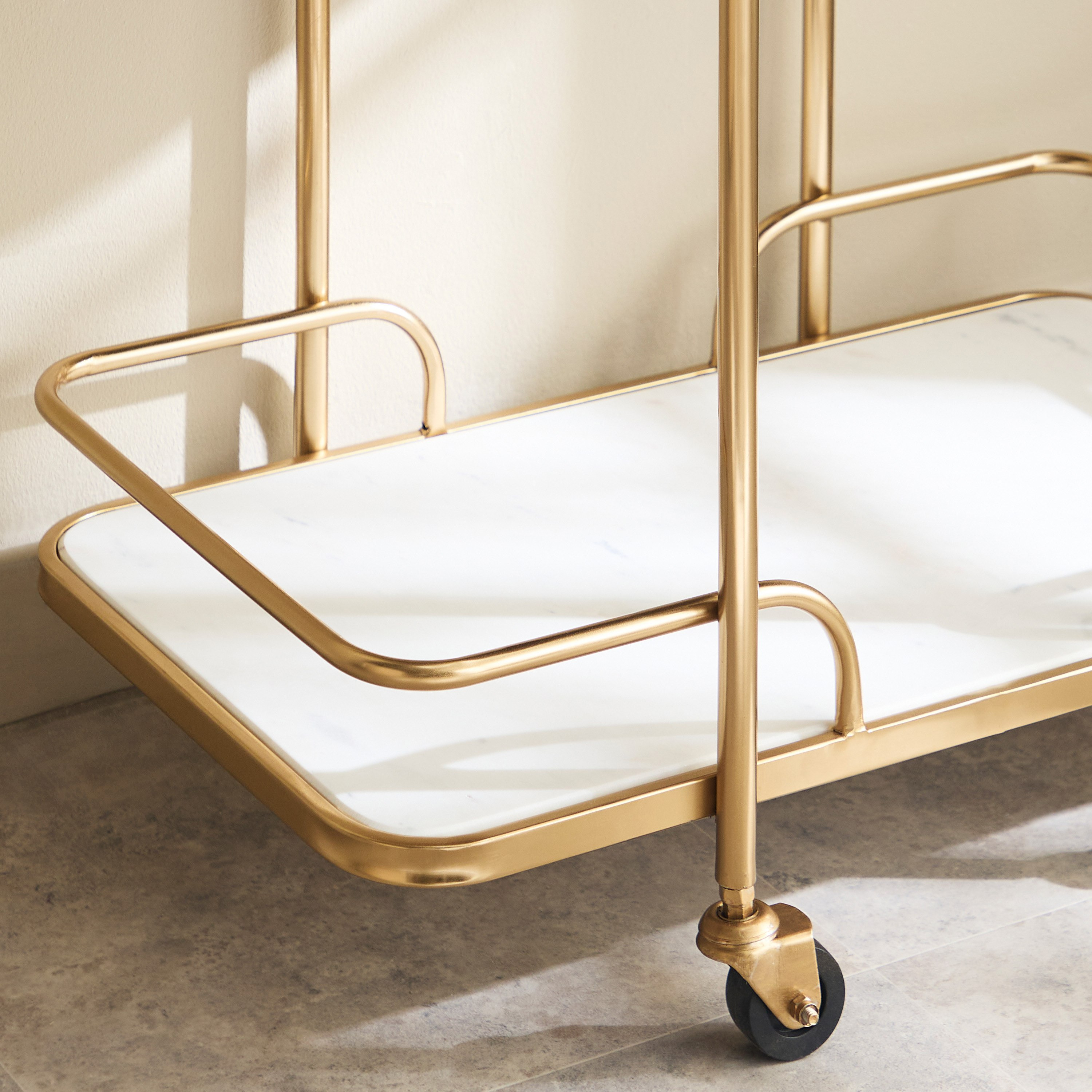 Cavon Steward Solid Wood and Genuine Marble Shelf Serving Trolley-hbxlivingroom-tablesandstands-servingtrolleys-image-4