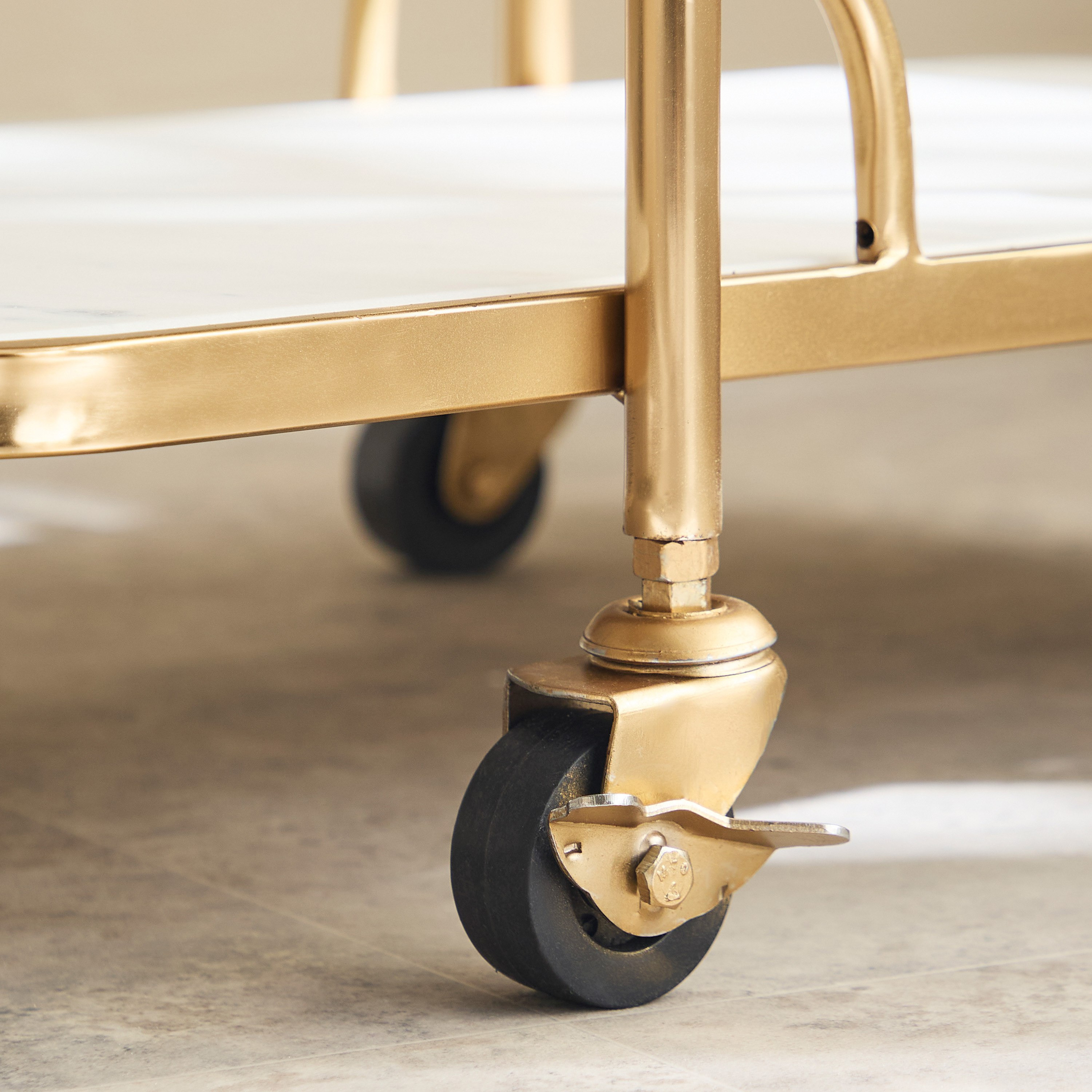 Cavon Steward Solid Wood and Genuine Marble Shelf Serving Trolley-hbxlivingroom-tablesandstands-servingtrolleys-image-5