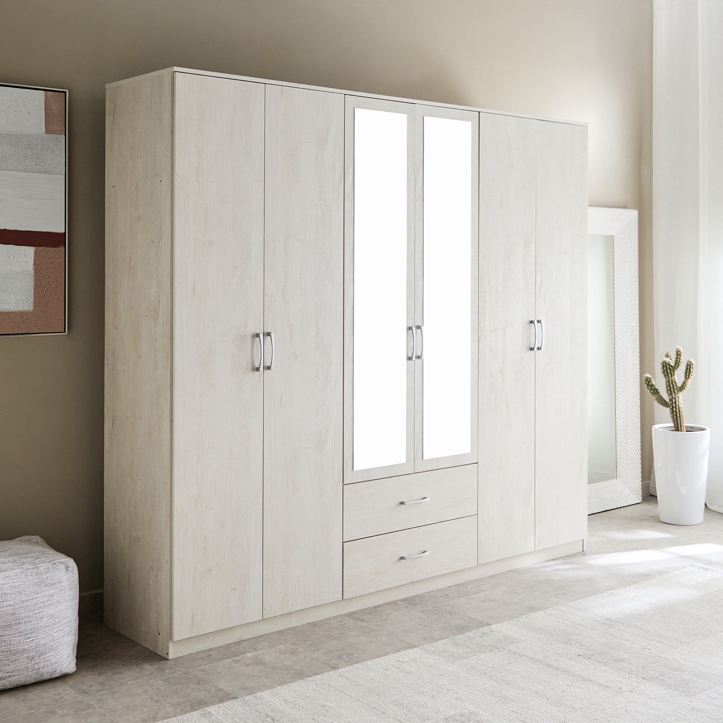 خزانة ملابس 6 أبواب مع درجين ومرايا - جرانبي من موڤو-hbxfurniture-wardrobes-image-1