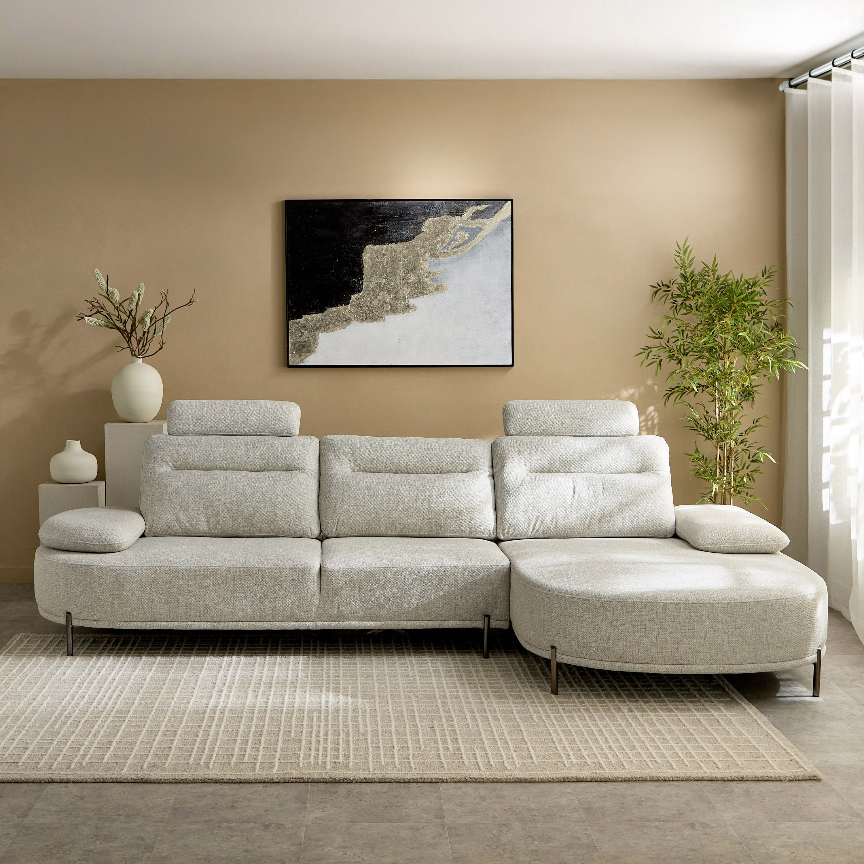 كنبة ركنية يمين 4 مقاعد قماش مع مساند رأس وظهر وذراعين قابلة للتعديل من تريانا-hbxlivingroom-sofasandarmchairs-cornersofas-image-2
