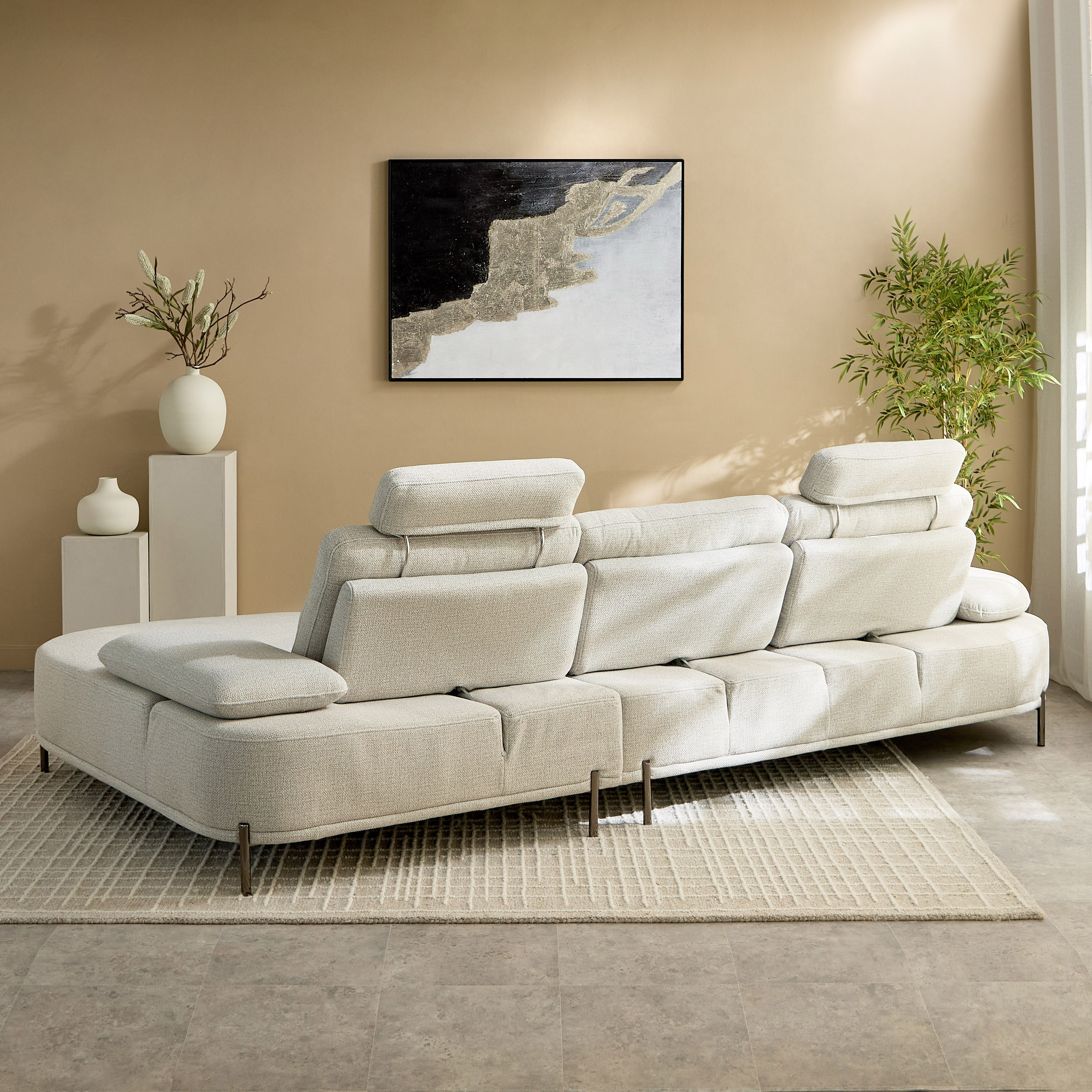كنبة ركنية يمين 4 مقاعد قماش مع مساند رأس وظهر وذراعين قابلة للتعديل من تريانا-hbxlivingroom-sofasandarmchairs-cornersofas-image-3