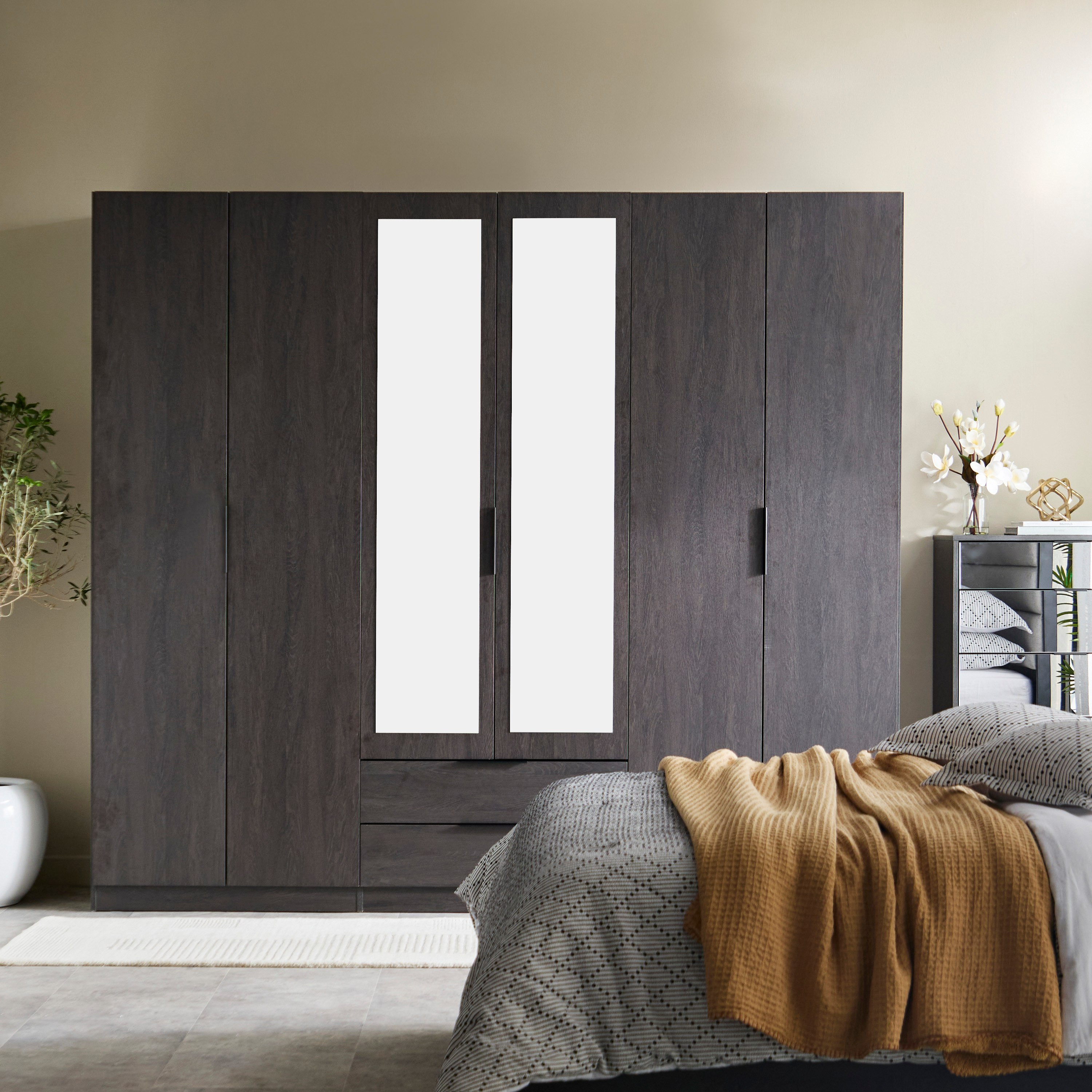 Veneto 6-Door Wardrobe with 2 Drawers and Mirrors-hbxfurniture-wardrobes-image-10