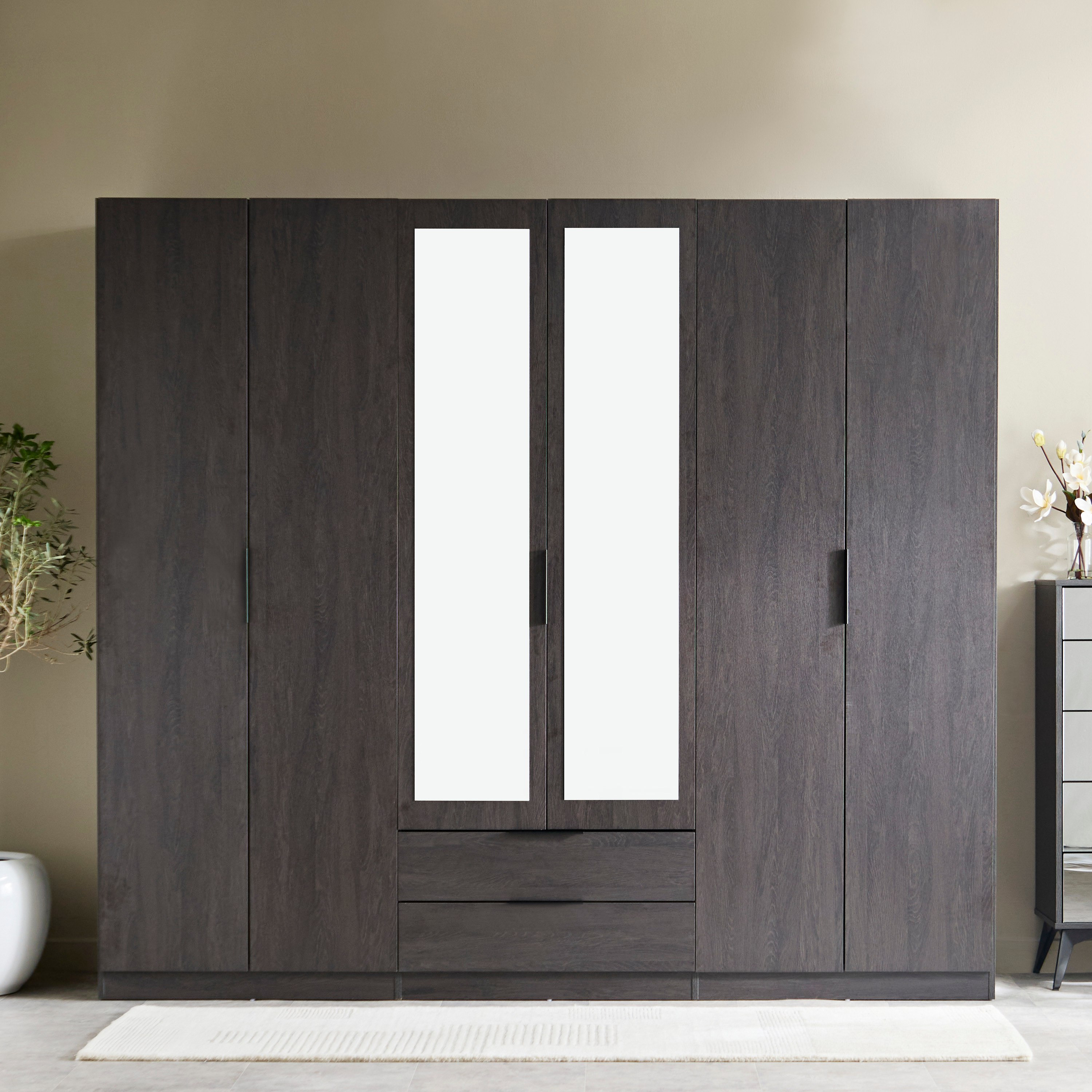 Veneto 6-Door Wardrobe with 2 Drawers and Mirrors-hbxfurniture-wardrobes-image-6