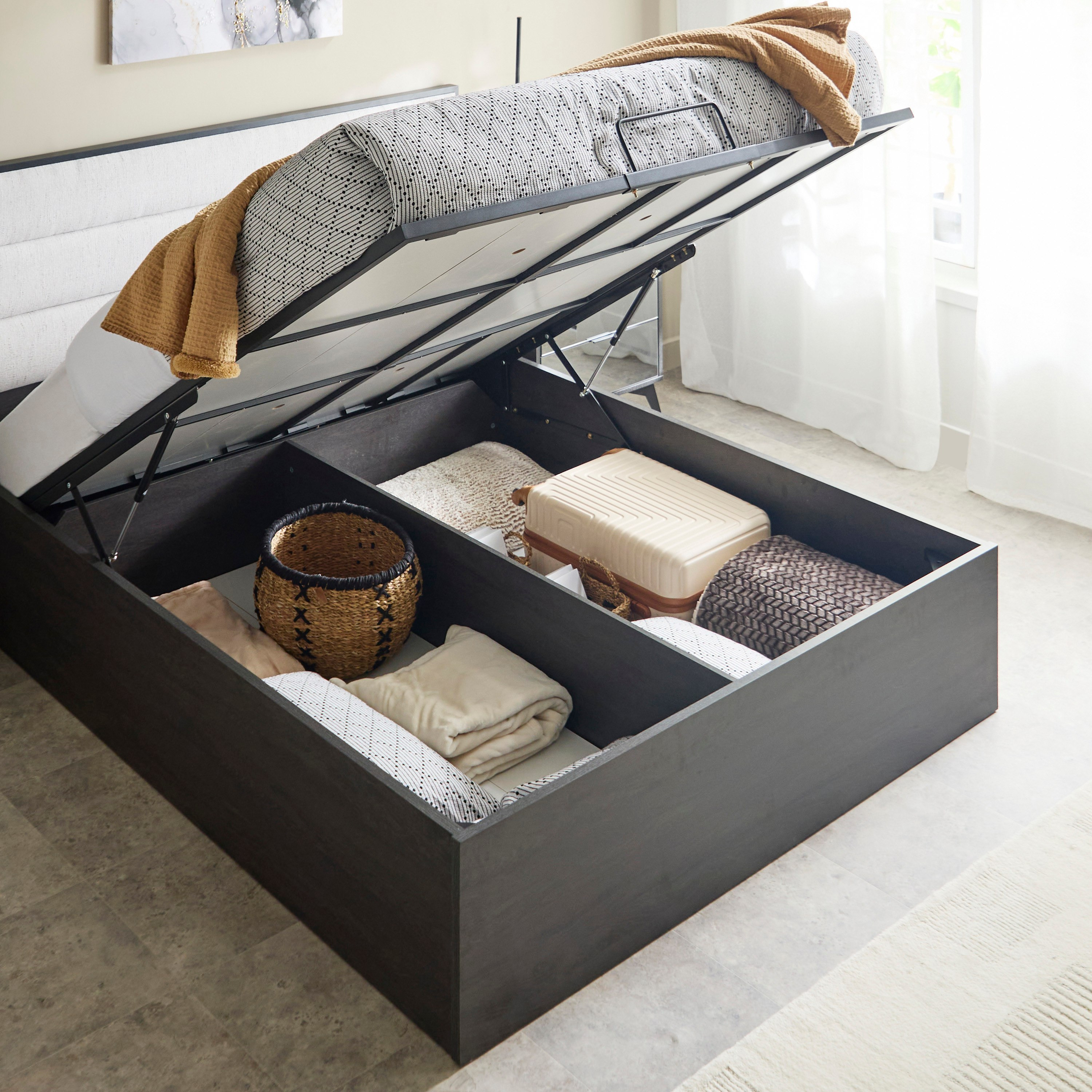 Veneto Hydraulic Storage Queen Bed - 160x200 cm-hbxbedroom-bedsandbedsets-beds-queen-image-4