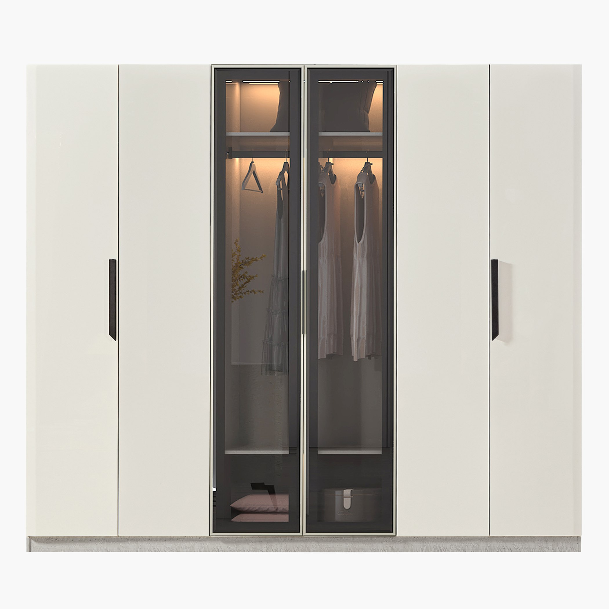 Grandeura 6-Door Wardrobe with Transparent Glass-hbxfurniture-wardrobes-image-2