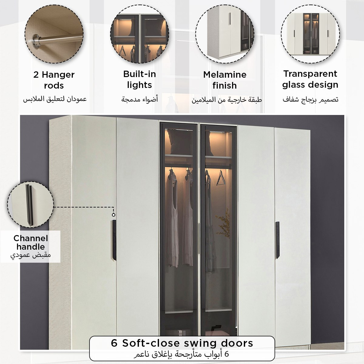 Grandeura 6-Door Wardrobe with Transparent Glass-hbxfurniture-wardrobes-image-9