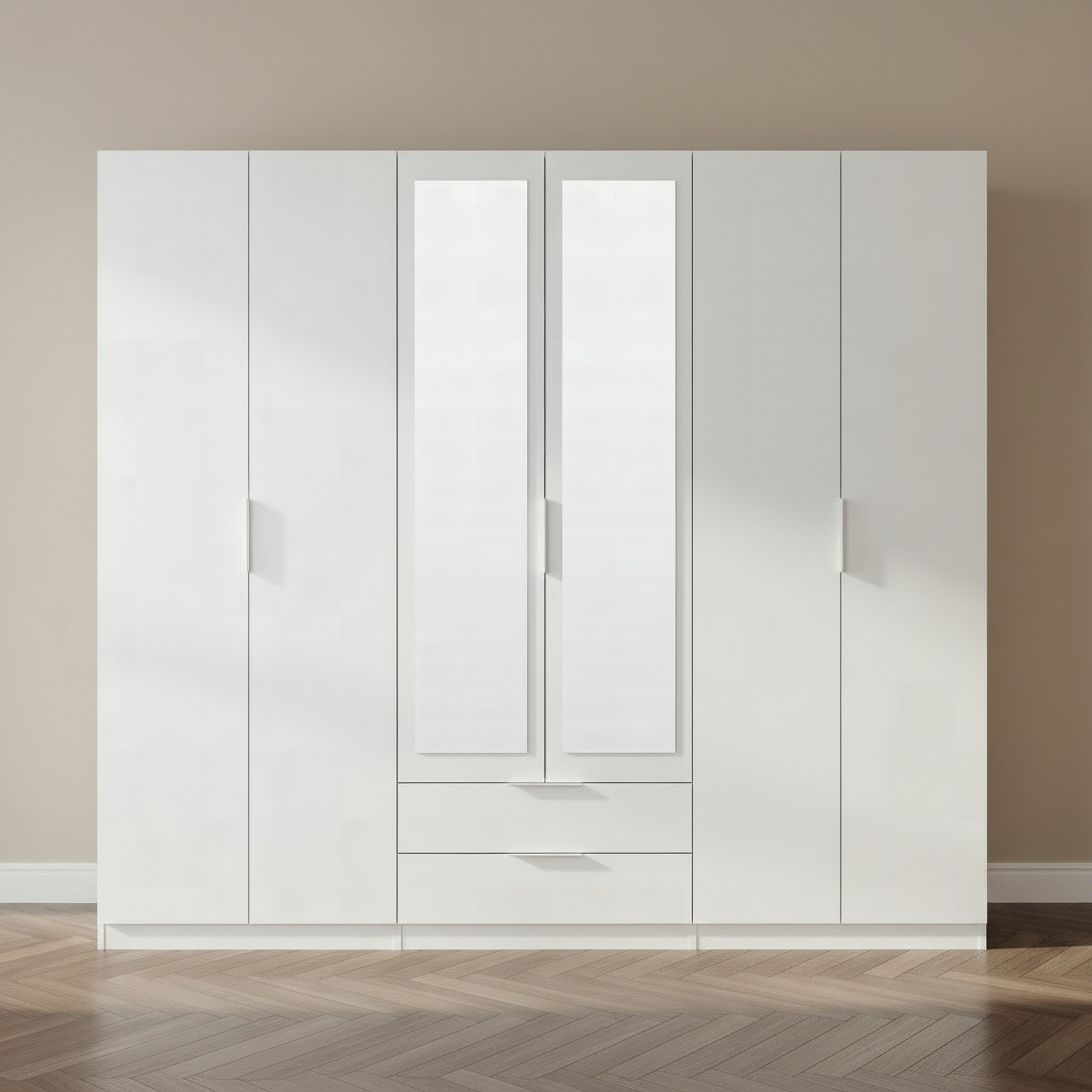 Frankfurt 6-Door Wardrobe with 2-Drawers and Mirrors-hbxfurniture-wardrobes-image-2