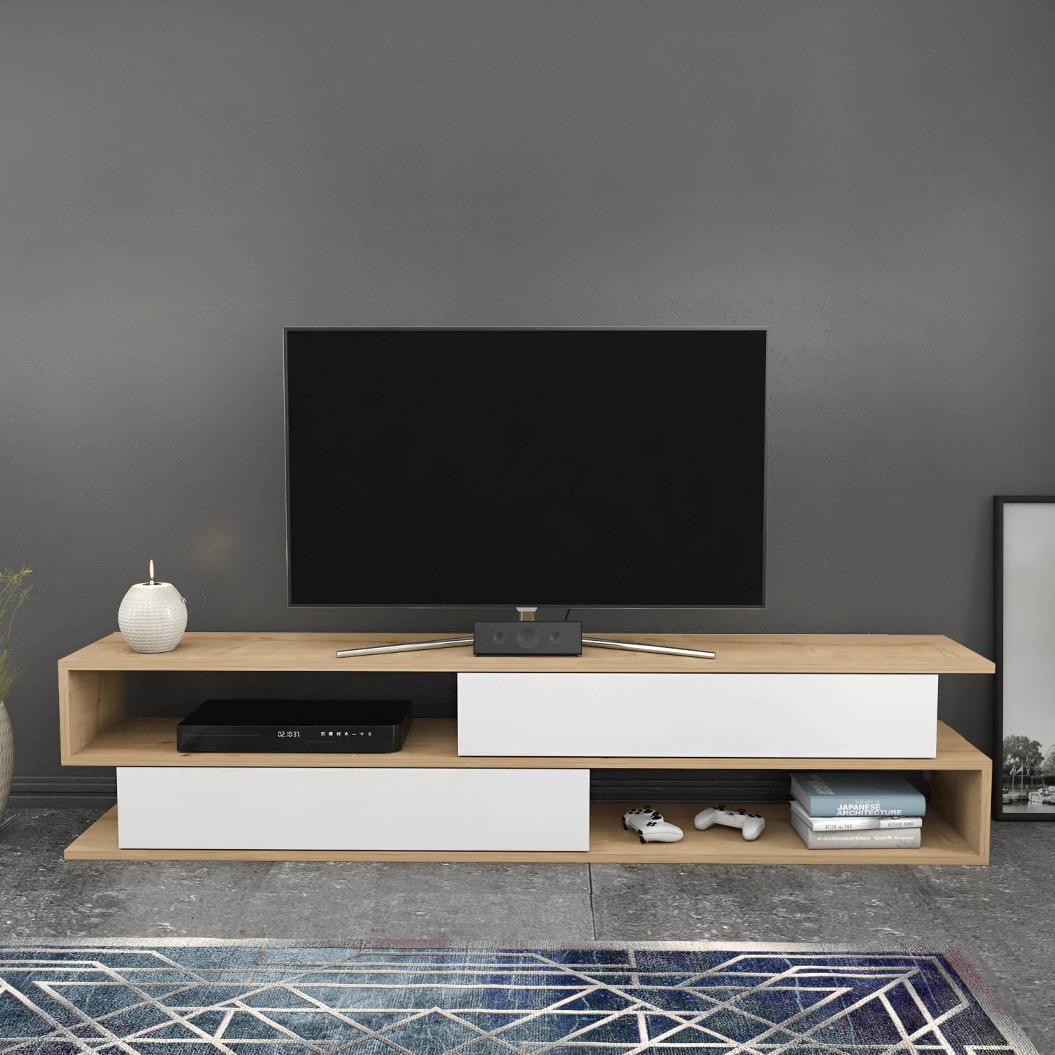 Modulix Faddy 1.6 Metre TV Unit for TVs upto 70 inches-hbxlivingroom-mediaunitsandstorage-tvunits-image-1