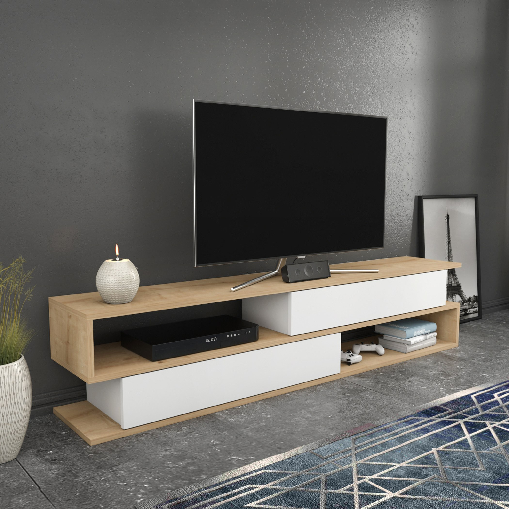 Modulix Faddy 1.6 Metre TV Unit for TVs upto 70 inches-hbxlivingroom-mediaunitsandstorage-tvunits-image-2