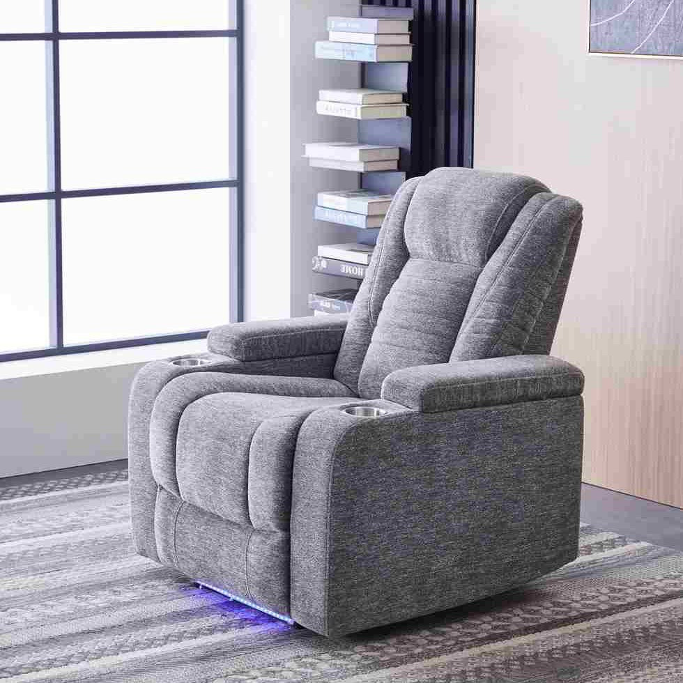 Jamaica NXT 2-Cup Holder Power Fabric Armchair Recliner Sofa with Arm Storage and LED Lights-hbxfurniture-sofasandarmchairs-reclinersofas-image-11