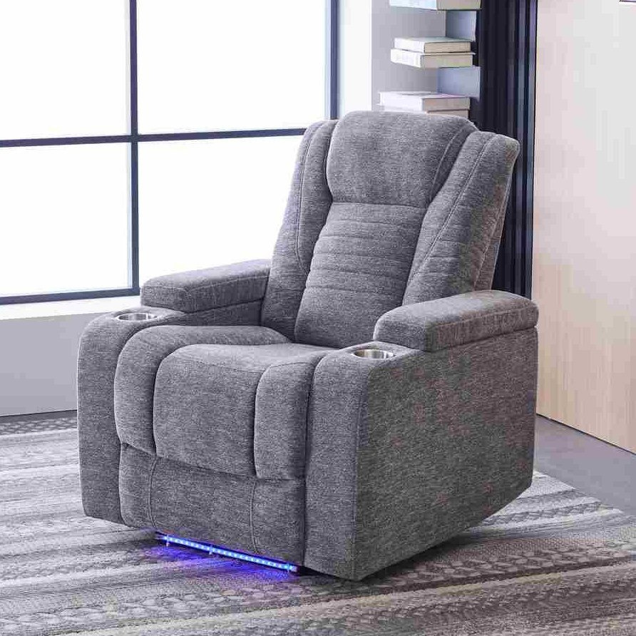 Jamaica NXT 2-Cup Holder Power Fabric Armchair Recliner Sofa with Arm Storage and LED Lights-hbxfurniture-sofasandarmchairs-reclinersofas-image-5