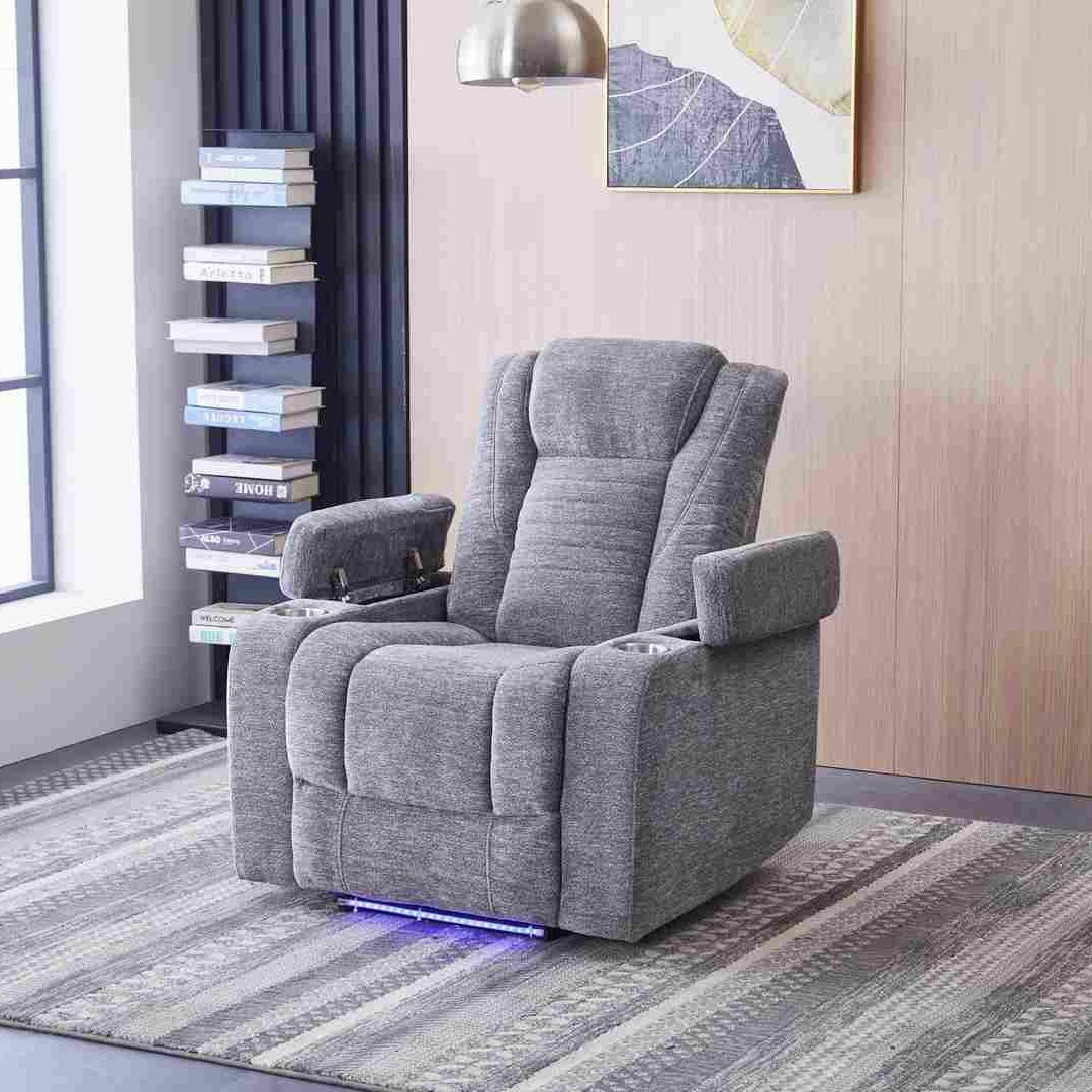 Jamaica NXT 2-Cup Holder Power Fabric Armchair Recliner Sofa with Arm Storage and LED Lights-hbxfurniture-sofasandarmchairs-reclinersofas-image-9