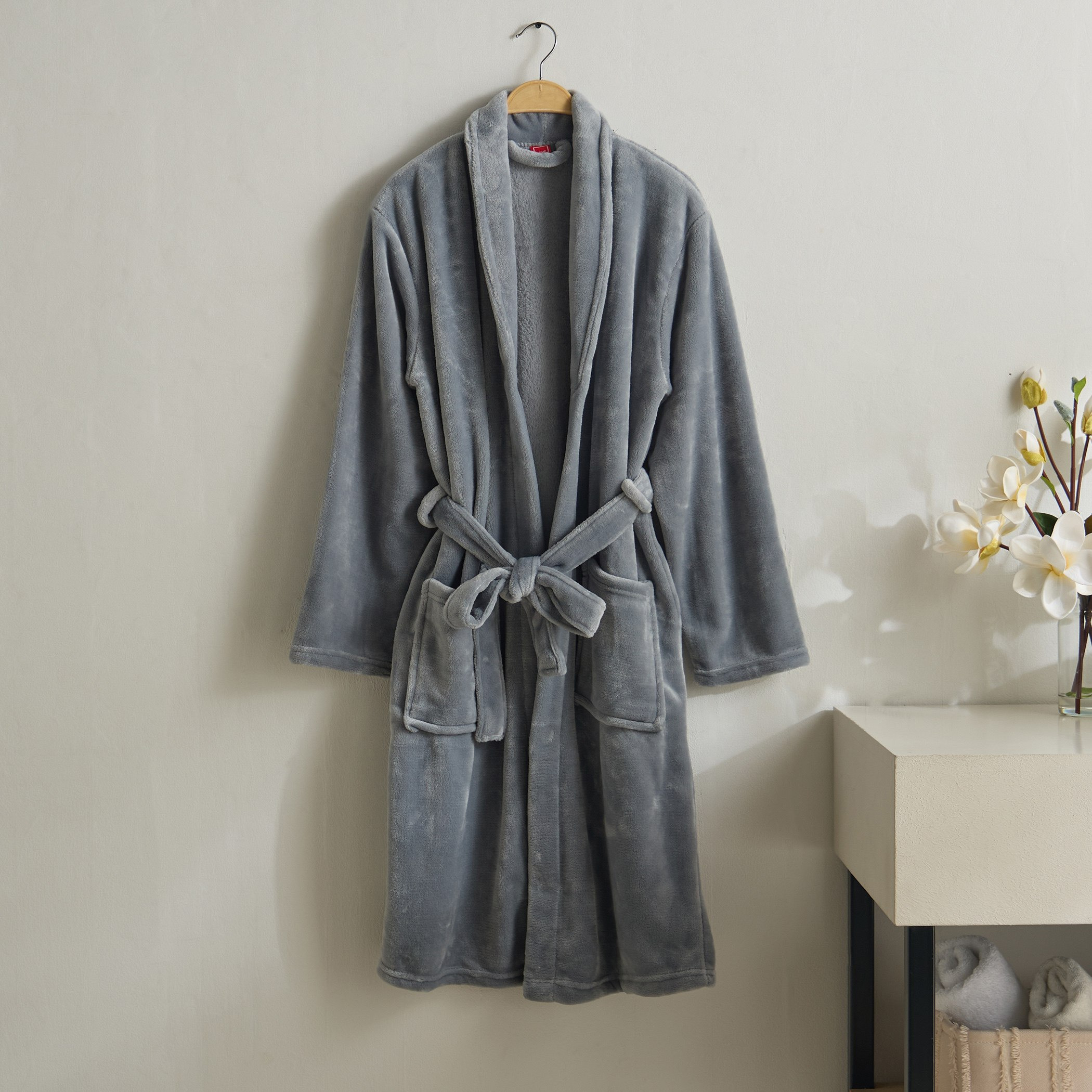 Atlanta Microfibre Flannel Bathrobe - Medium-hbxbathroom-bathroomtextiles-image-1