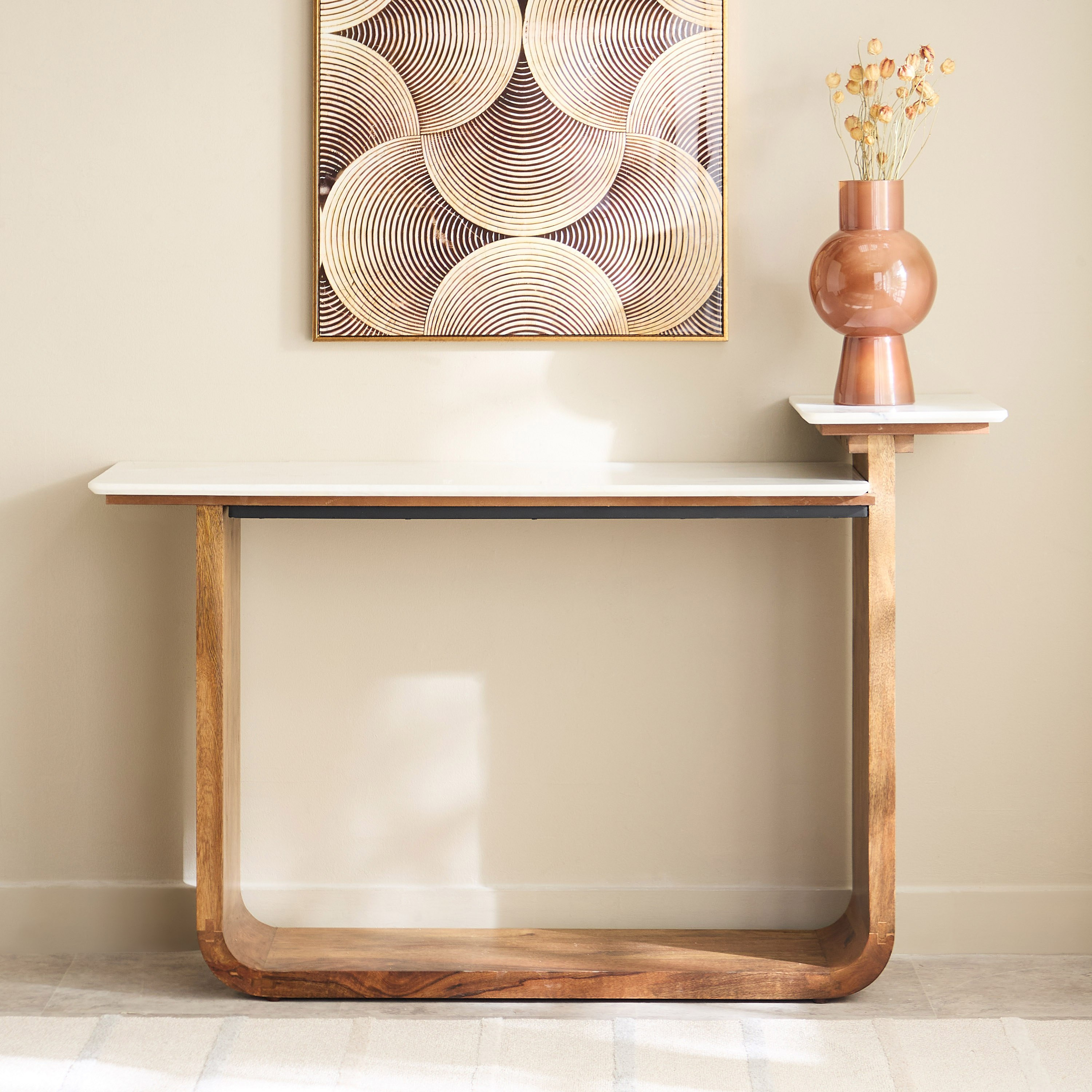 Cavon Ashton Genuine Marble Top Console Table with Solid Wood Base-hbxfurniture-tablesandstands-consoletables-image-2