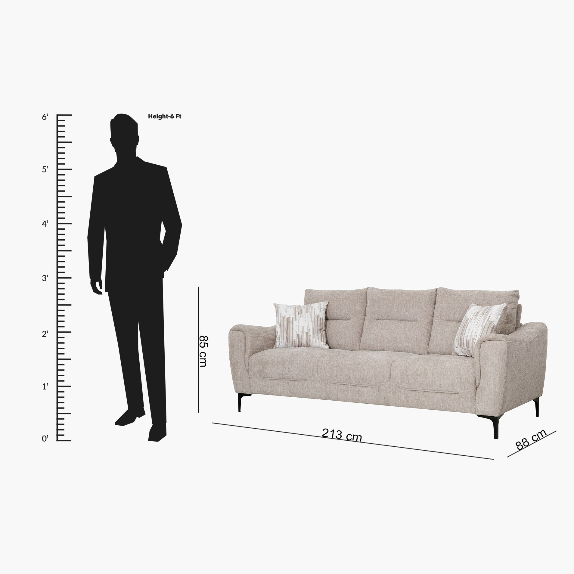 Antigo 3-Seater Fabric Sofa with 2 Cushions-hbxlivingroom-sofasandarmchairs-sofas-image-11