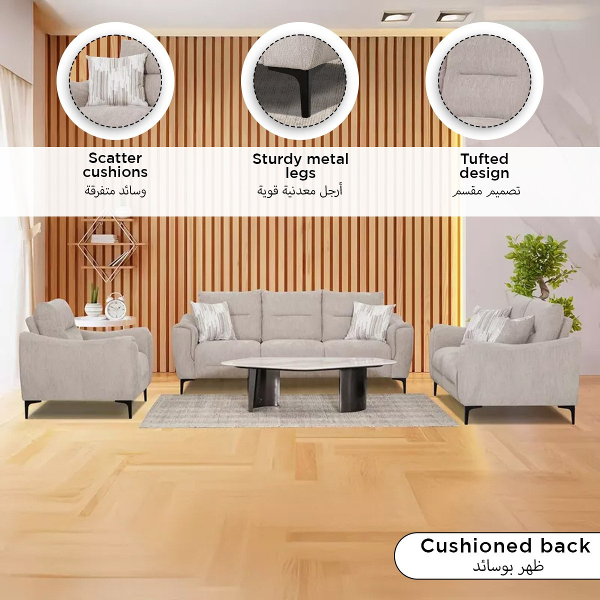 Antigo 3-Seater Fabric Sofa with 2 Cushions-hbxlivingroom-sofasandarmchairs-sofas-image-9